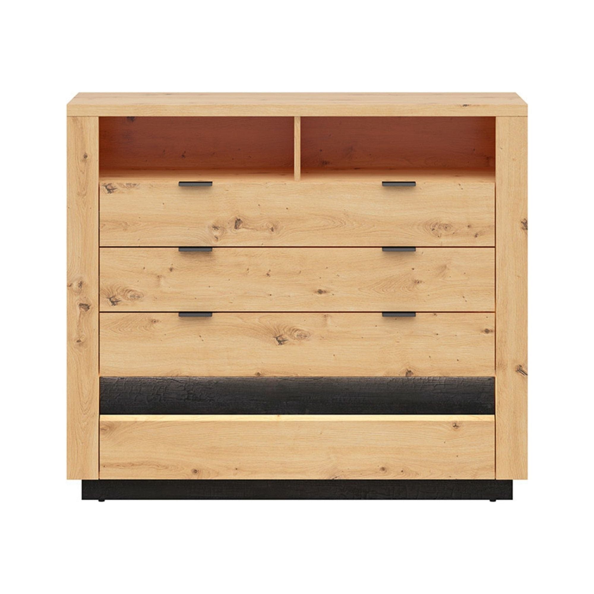 Comoda OSTIA, stejar artisan/negru, PAL, 117x42x101 cm