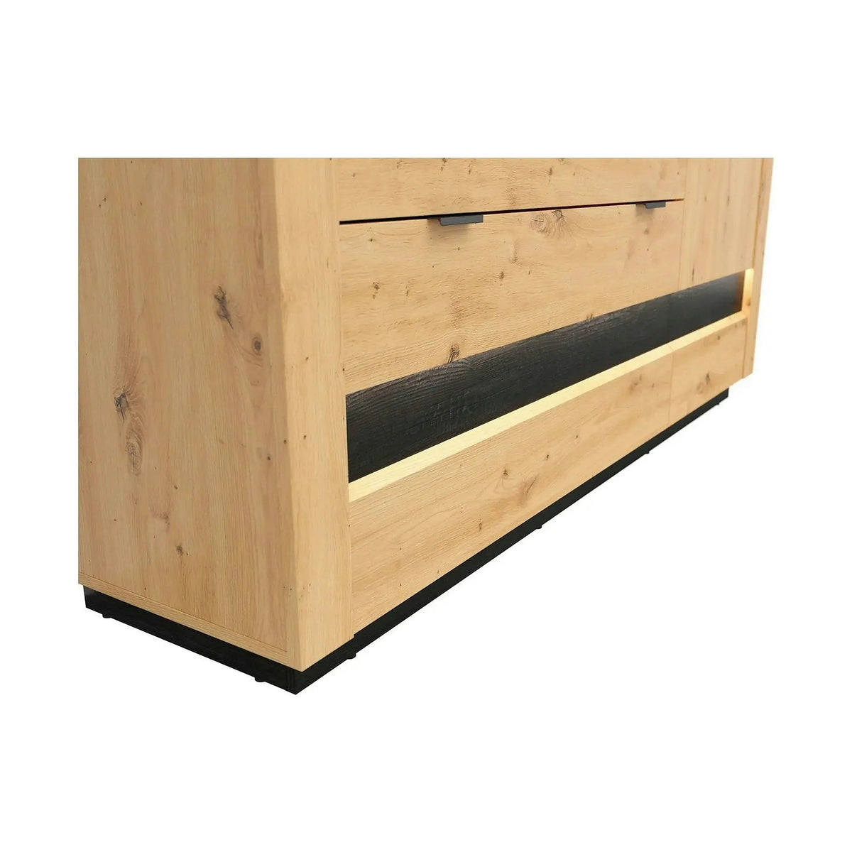 Comoda OSTIA, stejar artisan/negru, PAL, 161x42x85 cm