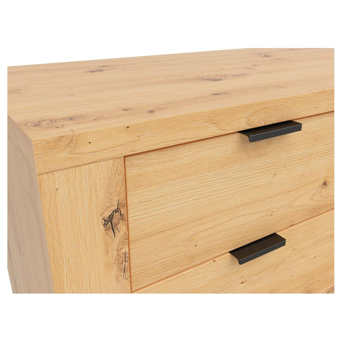Comoda OSTIA, stejar artisan/negru, PAL, 161x42x85 cm