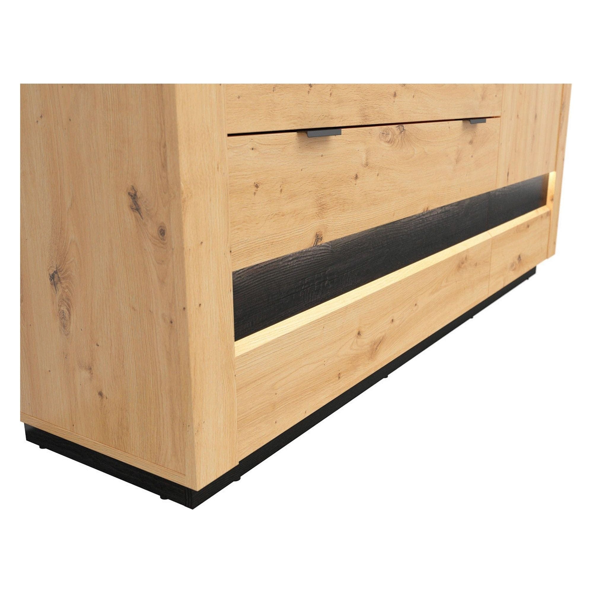 Comoda OSTIA, stejar artisan/negru, PAL, 161x42x85 cm