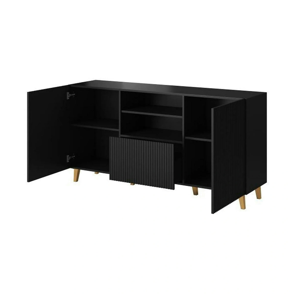 Comoda PAFOS, negru, PAL laminat, 150x40x82 cm