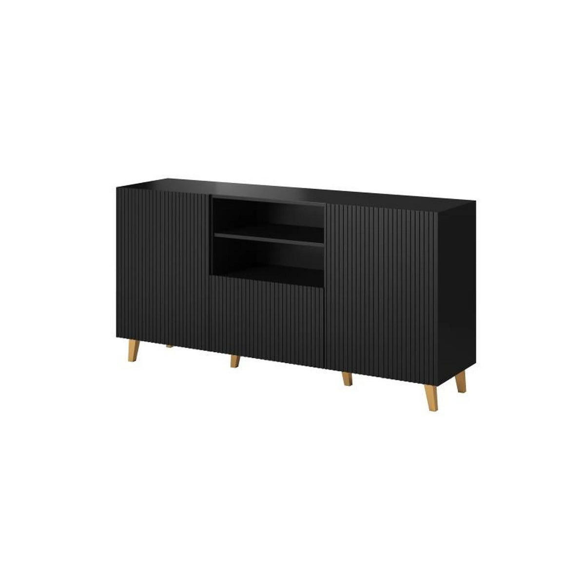 Comoda PAFOS, negru, PAL laminat, 150x40x82 cm