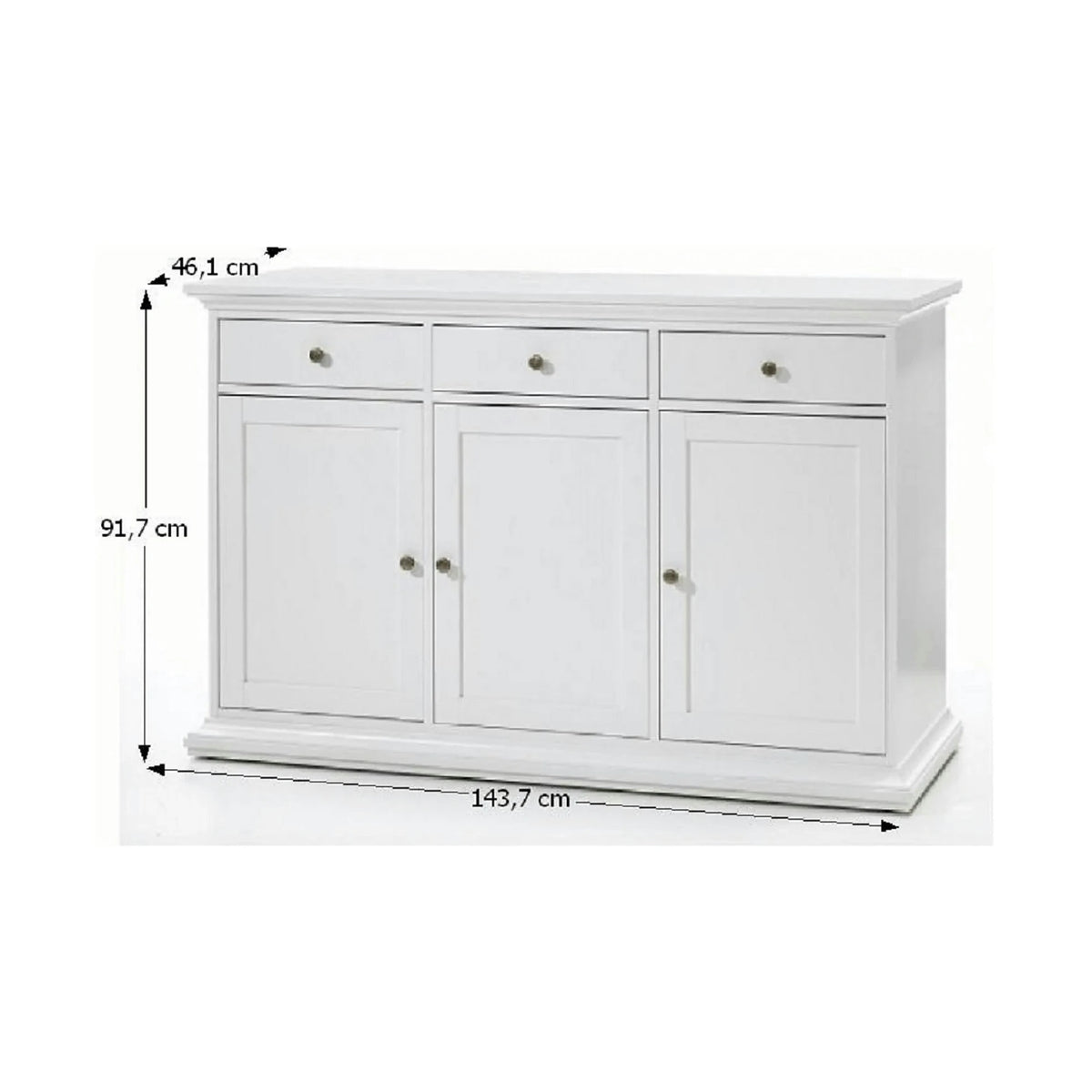 Comoda PARIS 77824, alb, PAL infoliat, 144x46x92 cm