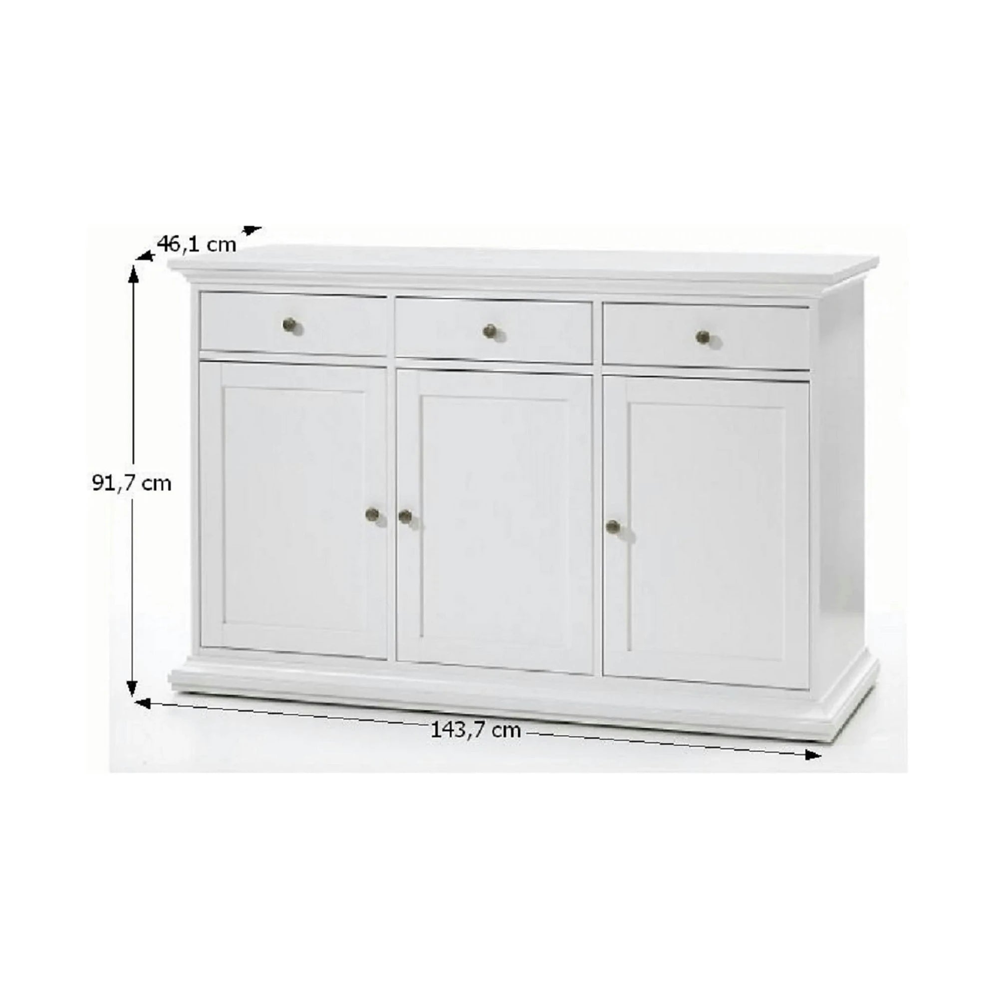 Comoda PARIS 77824, alb, PAL infoliat, 144x46x92 cm
