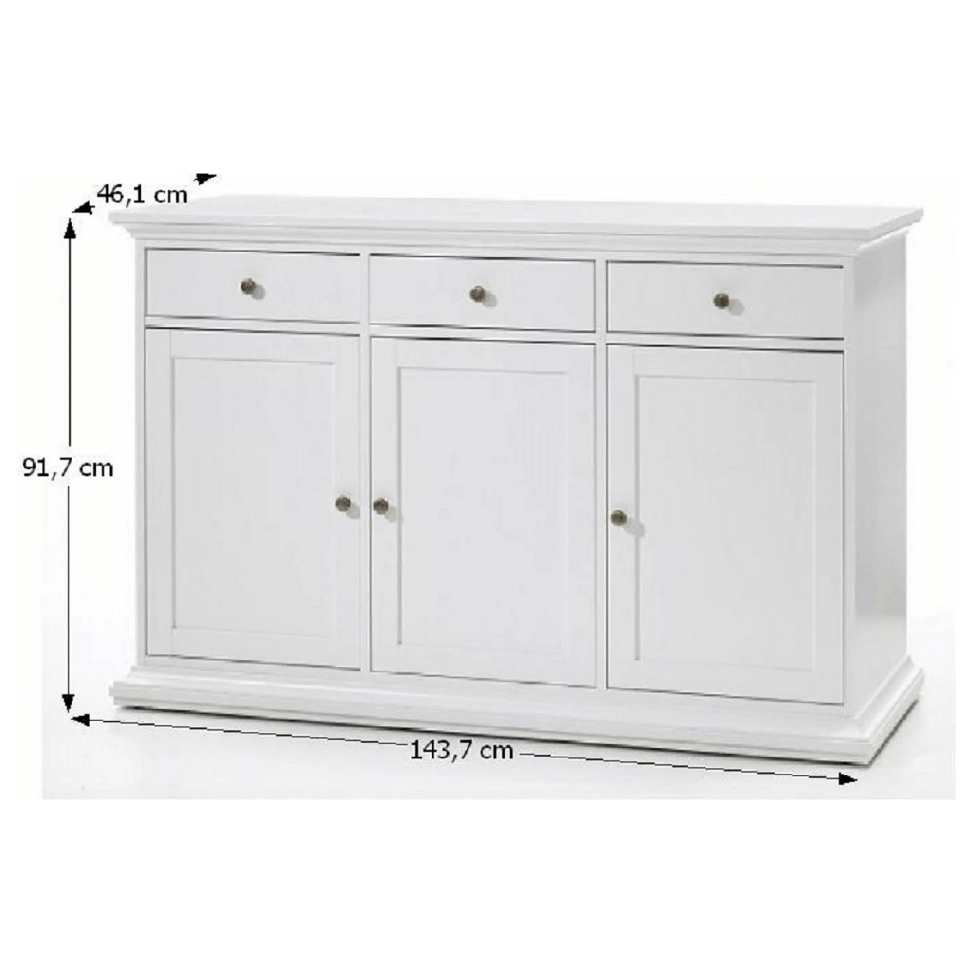 Comoda PARIS 77824, alb, PAL infoliat, 144x46x92 cm