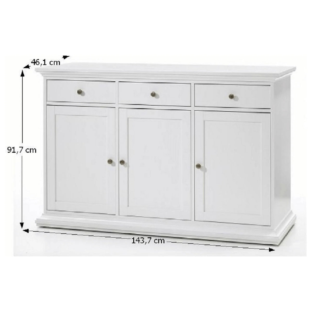 Comoda PARIS 77824, alb, PAL infoliat, 144x46x92 cm