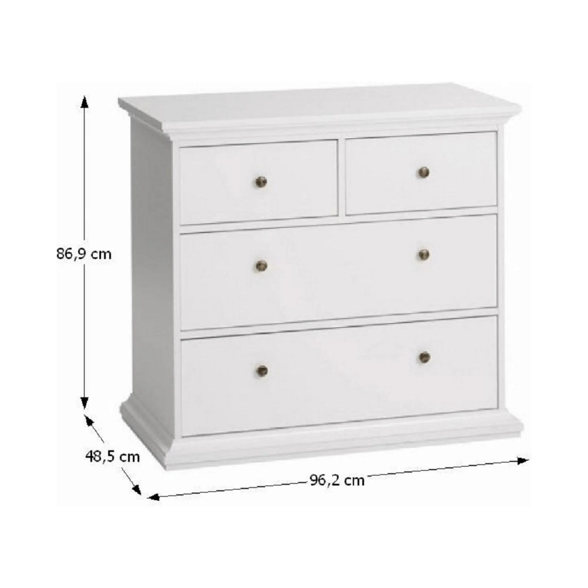 Comoda PARIS, alb, PAL infoliat, 96x49x87 cm