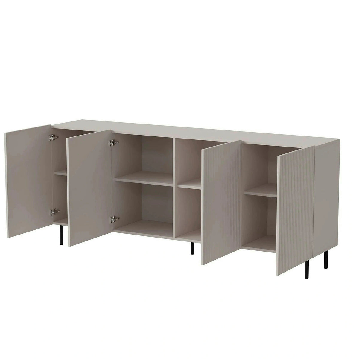 Comoda PAXOS KM-2, casmir/negru, PAL laminat/otel, 180x40x84 cm