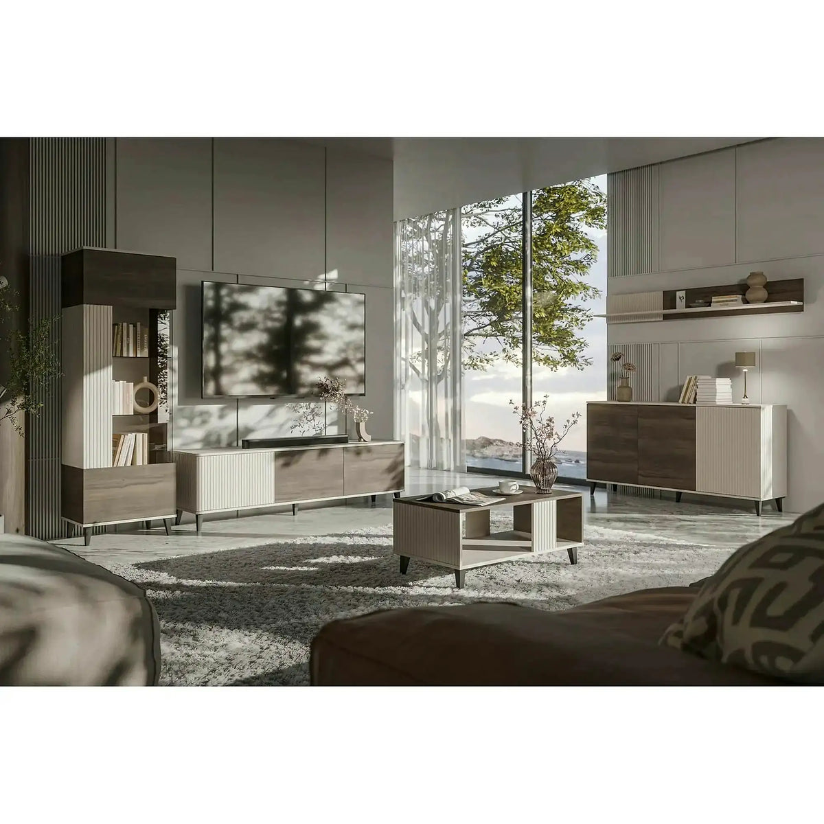 Comoda RANDOM 2 KM-1, casmir/nuc, PAL furniruit, 160x40x82 cm