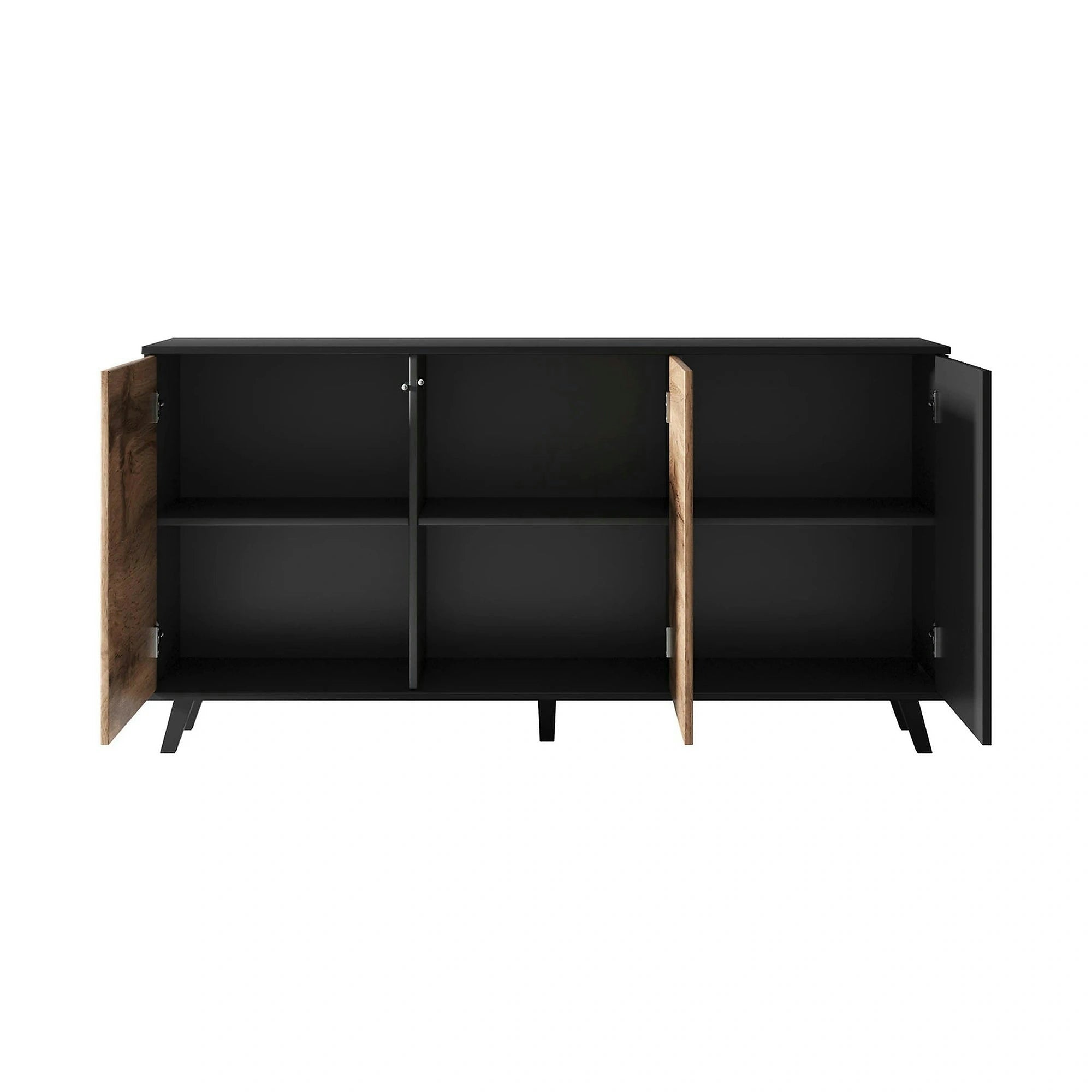 Comoda RANDOM KM-1, stejar wotan/negru, PAL furniruit, 160x40x82 cm