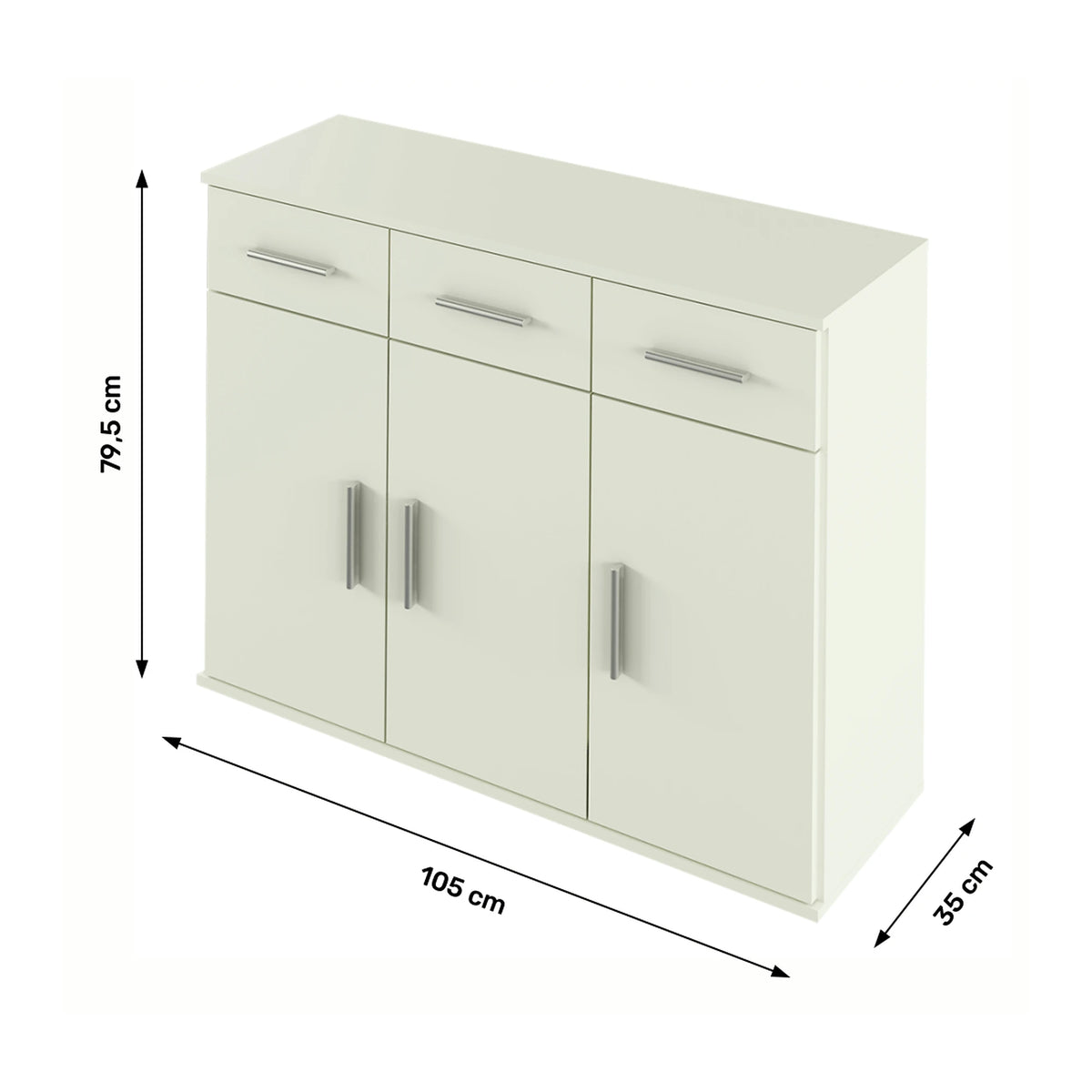 Comoda RESITA TYP 3, alb, DTD laminat, 105x35x80 cm