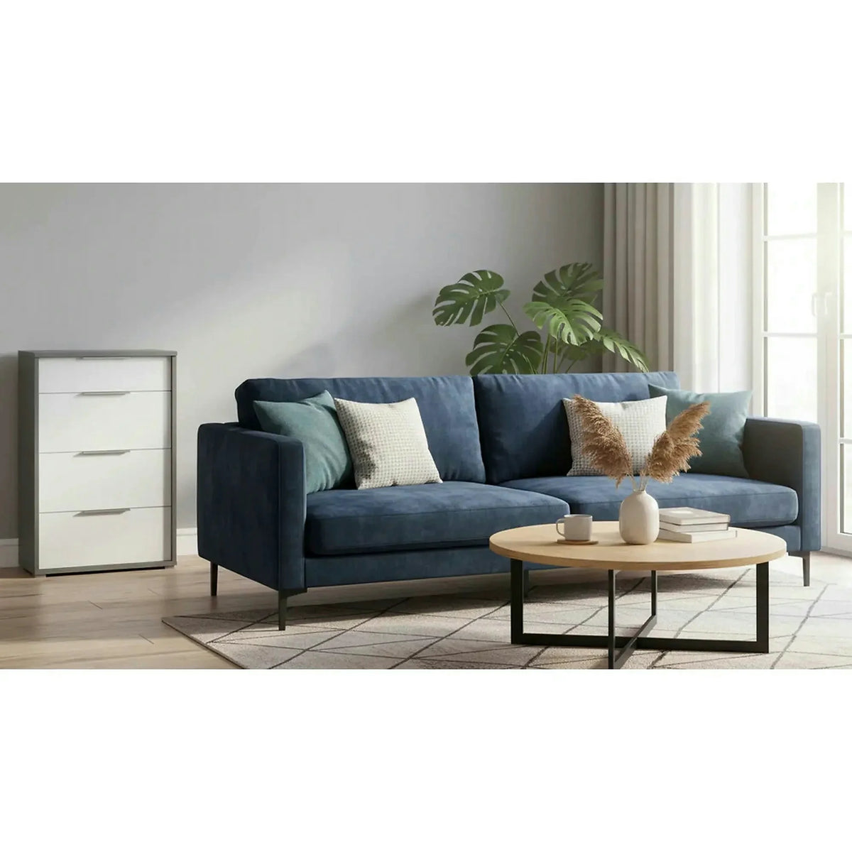 Comoda RIOMA NEW TIPUL 22, gri grafit/alb, PAL laminat/metal, 75x38x112 cm