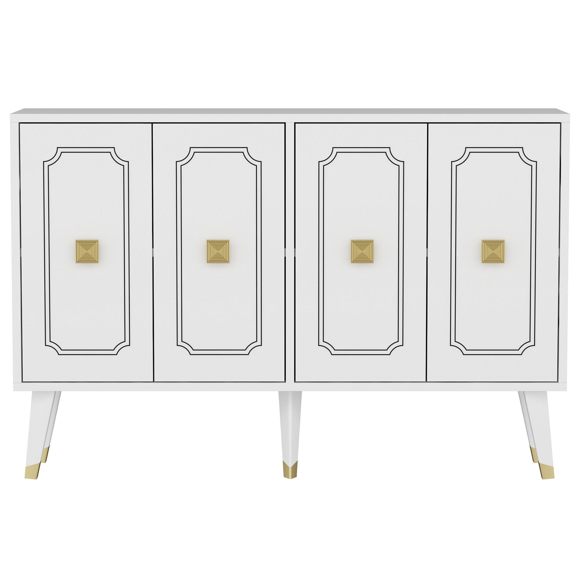 Comoda ROLAND, alb/auriu, PAL melaminat, 120x30x80 cm