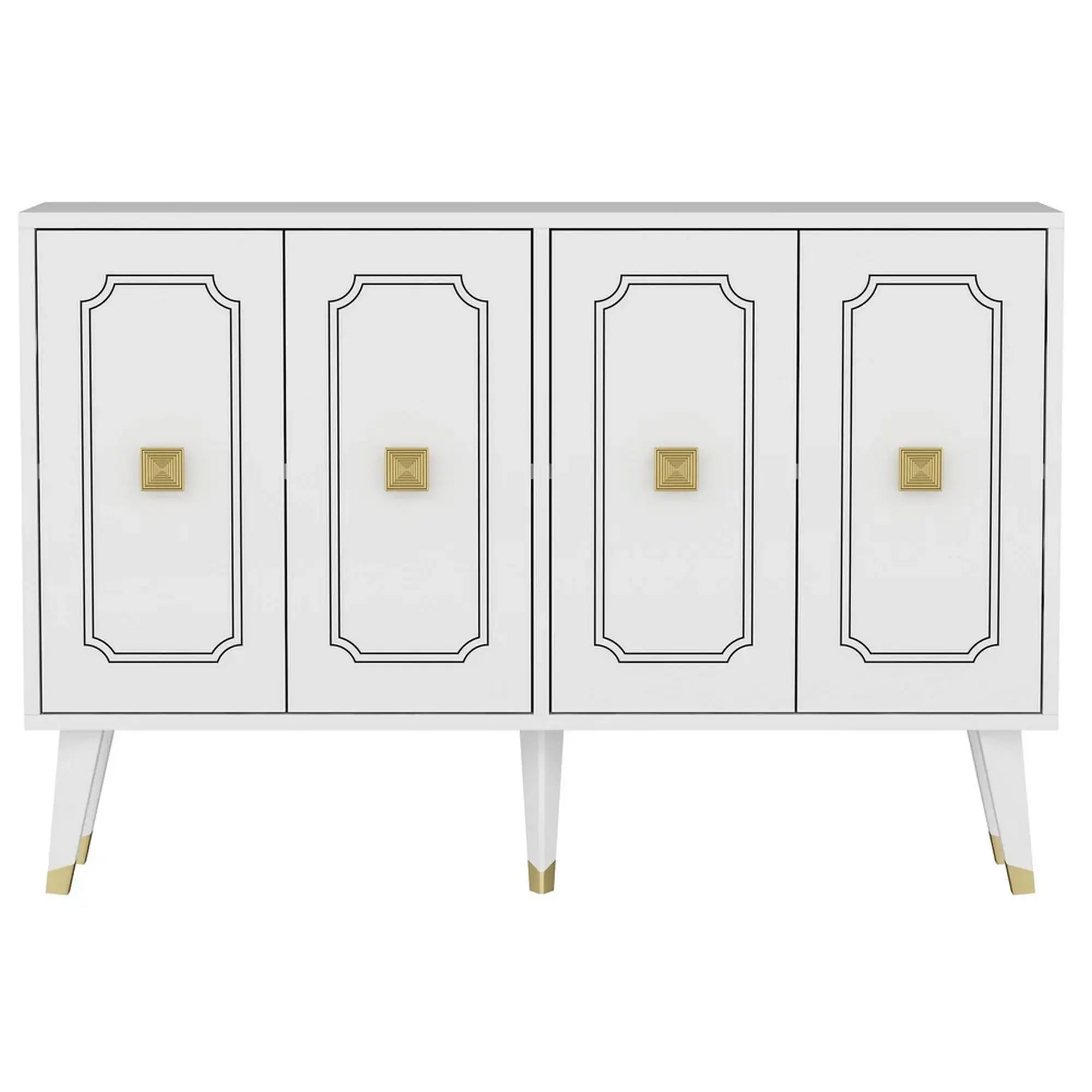 Comoda ROLAND, alb/auriu, PAL melaminat, 120x30x80 cm