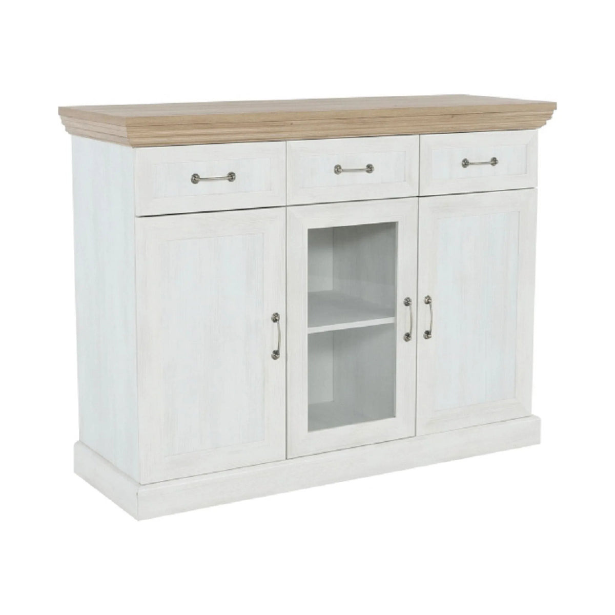 Comoda ROYAL K1S, pin nordic/stejar salbatic, PAL melaminat, 127x46x98 cm