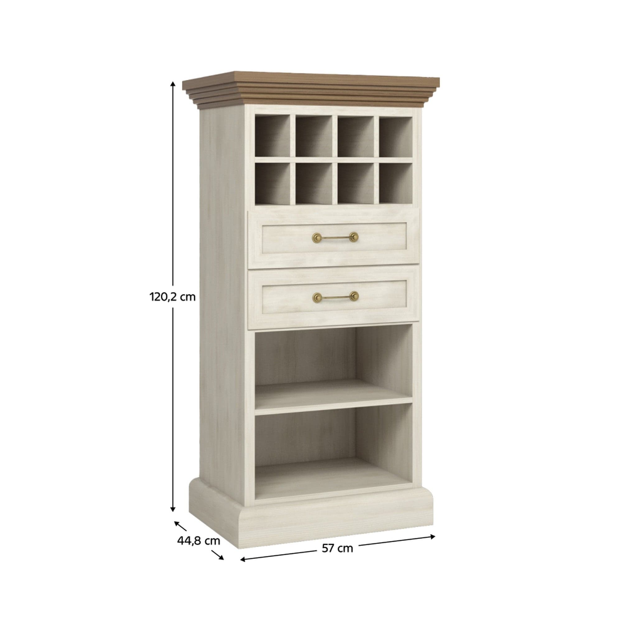 Comoda ROYAL R2S, pin nordic/stejar salbatic, PAL melaminat, 57x45x120 cm