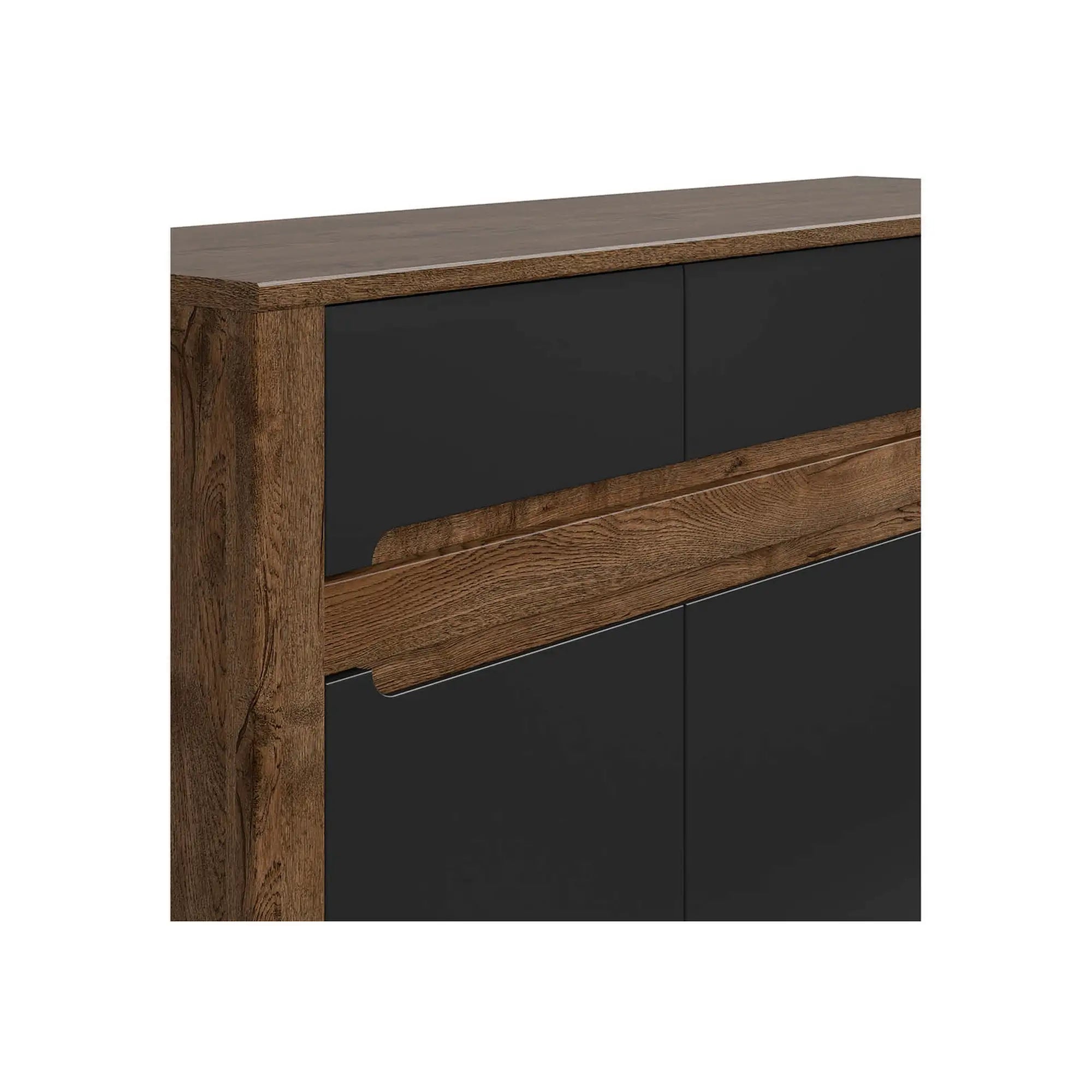 Comoda RUSO, stejar/negru mat, PAL, 149x46x99 cm