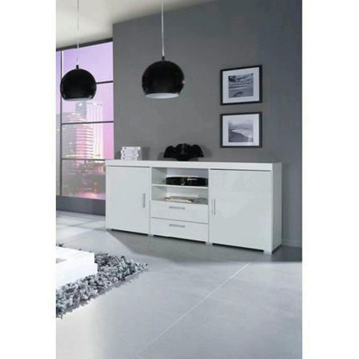 Comoda SAMBA REG-5, alb, PAL, 164x45x80 cm