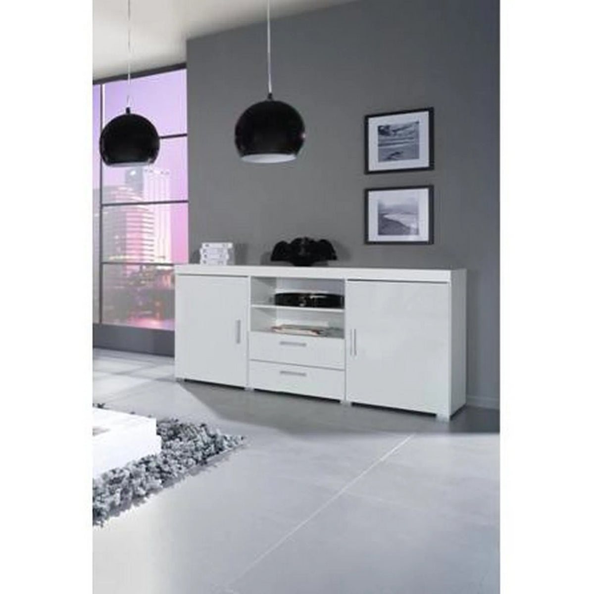 Comoda SAMBA REG-5, alb, PAL, 164x45x80 cm