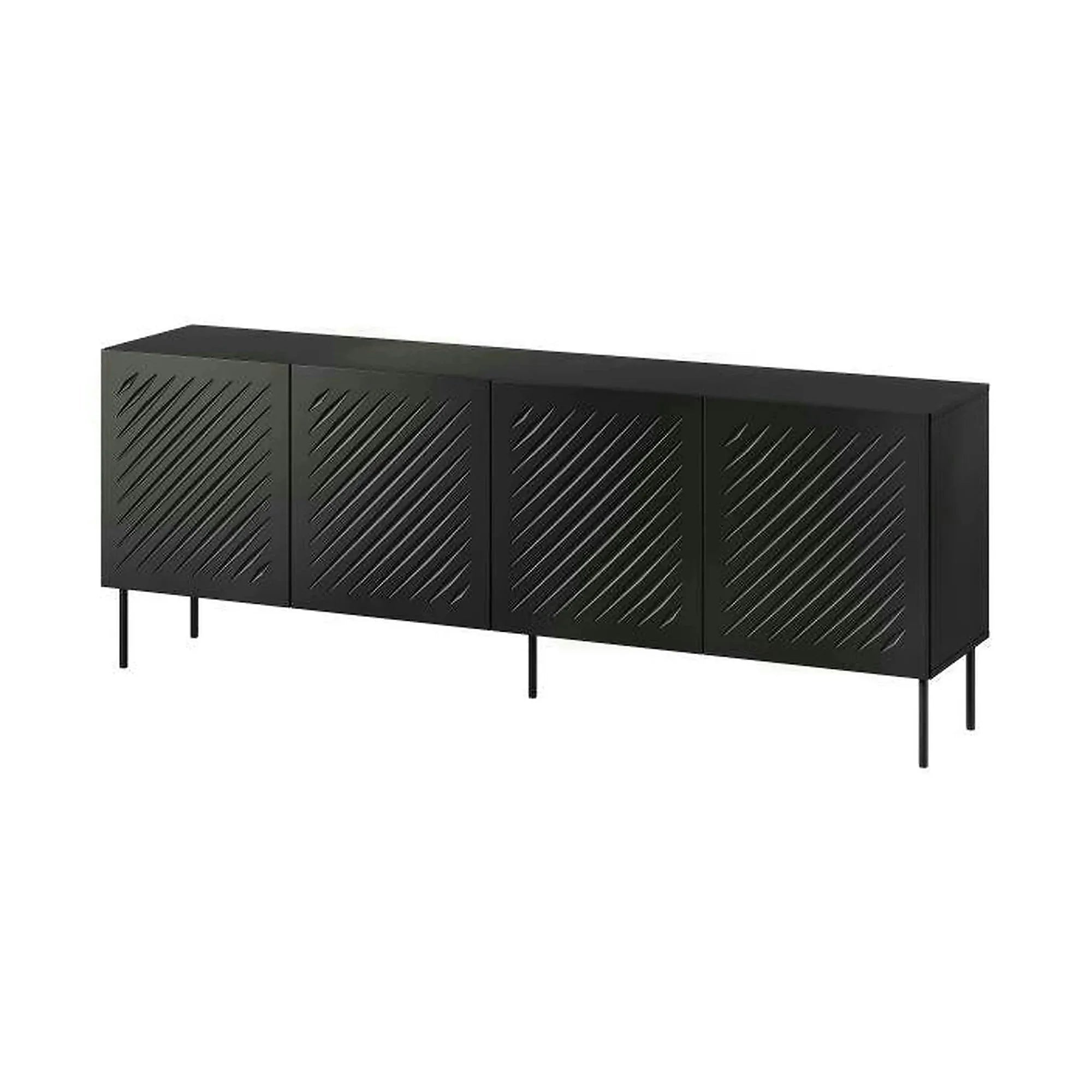 Comoda SIENA, negru, PAL laminat/metal, 201x40x75 cm