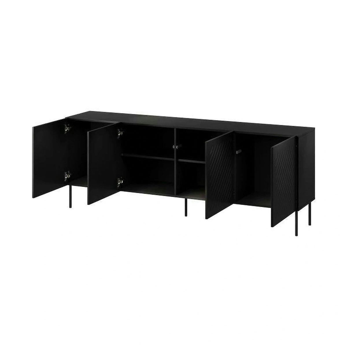 Comoda SIENA, negru, PAL laminat/metal, 201x40x75 cm