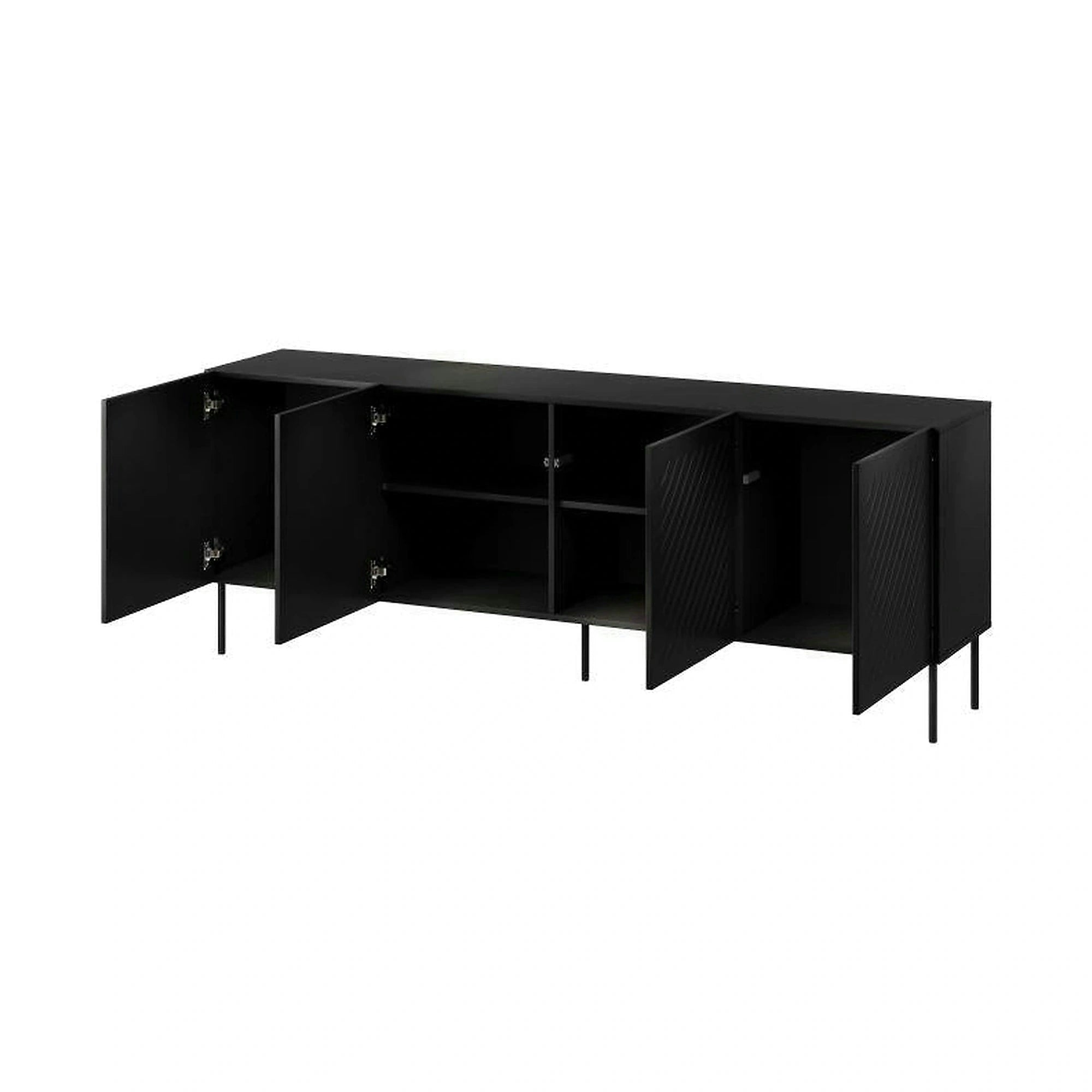 Comoda SIENA, negru, PAL laminat/metal, 201x40x75 cm