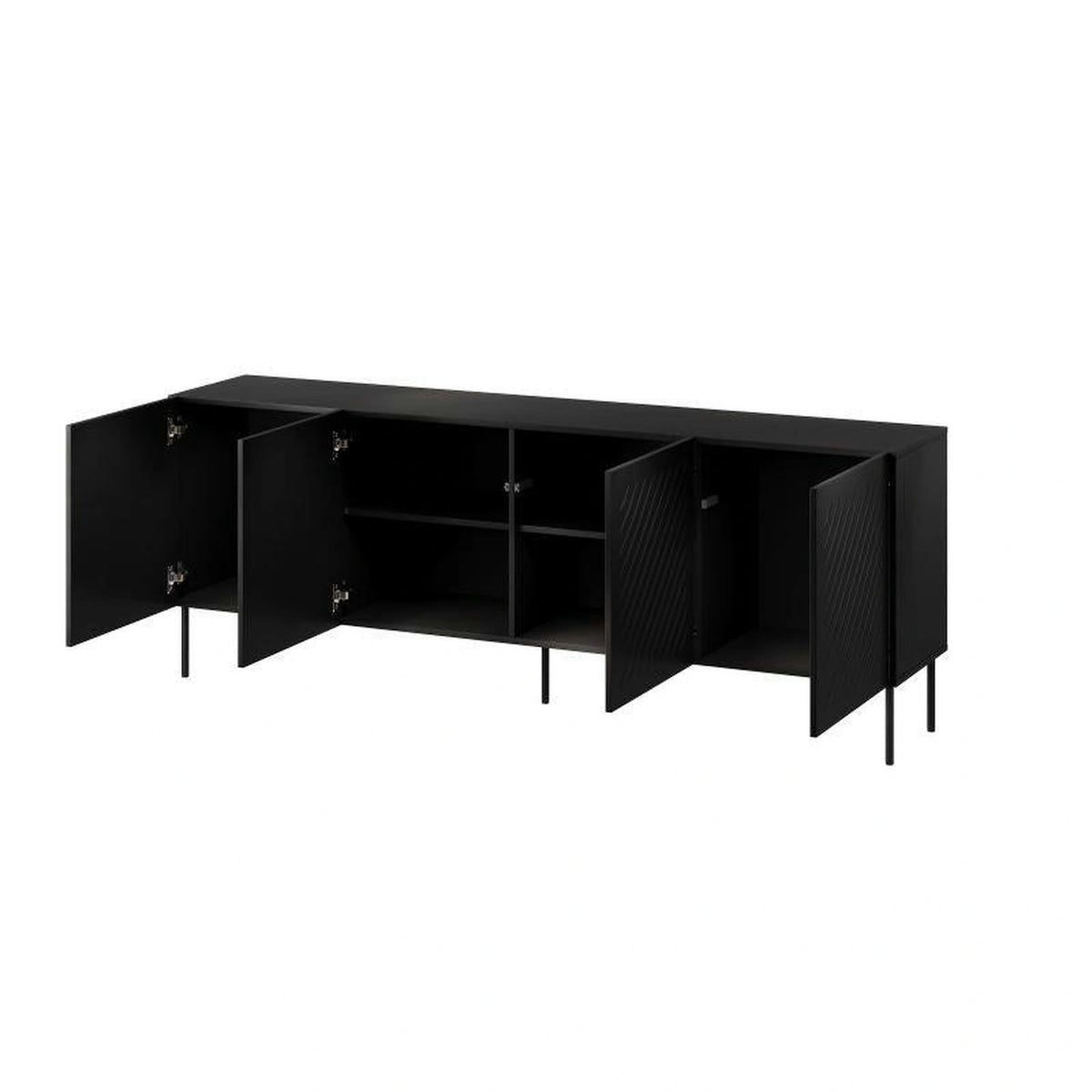Comoda SIENA, negru, PAL laminat/metal, 201x40x75 cm