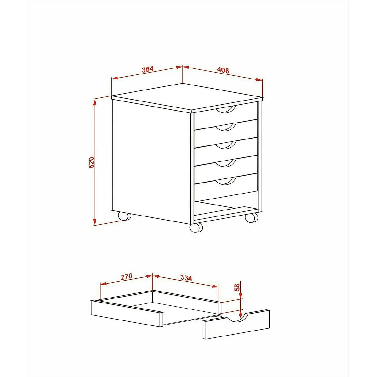 Comoda SIMON 2, alb, PAL/plastic, 37x41x63 cm
