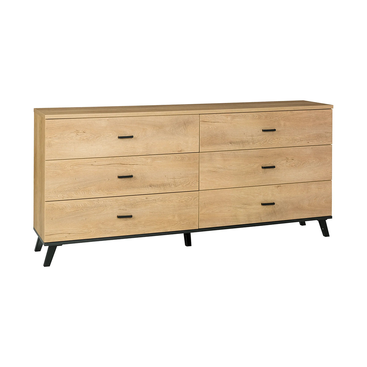 Comoda SIRAN TYP 5, stejar lefkas/negru, DTD laminat/plastic, 181x40x84 cm
