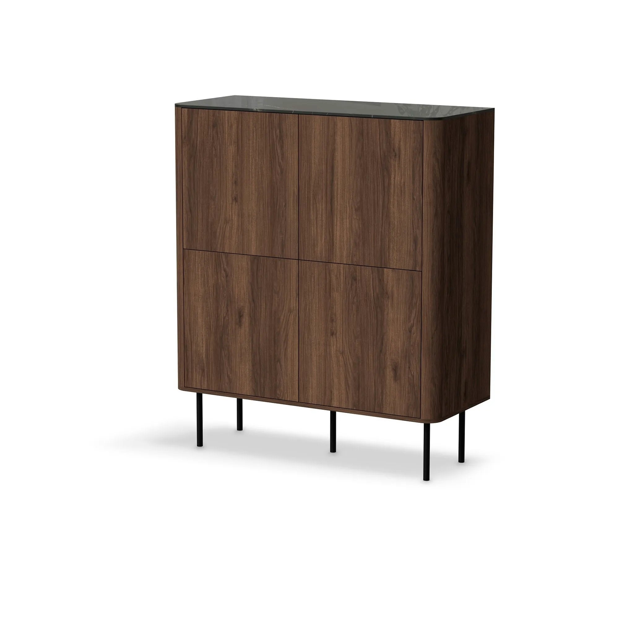 Comoda SOLANO KM-2, nuc/negru, PAL laminat, 100x40x116 cm