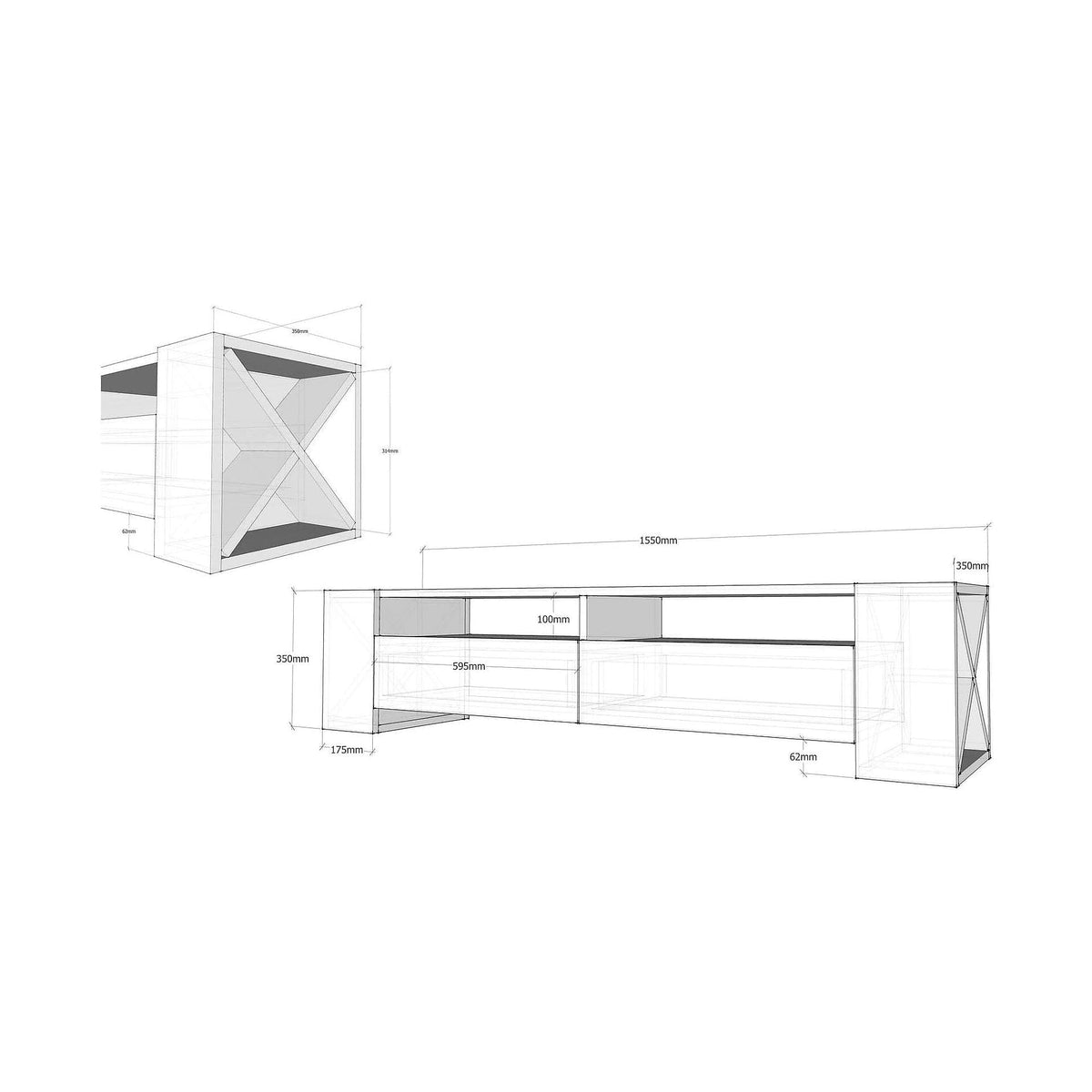 Comoda Sosruko, nuc, PAL melaminat, 155x35x35 cm