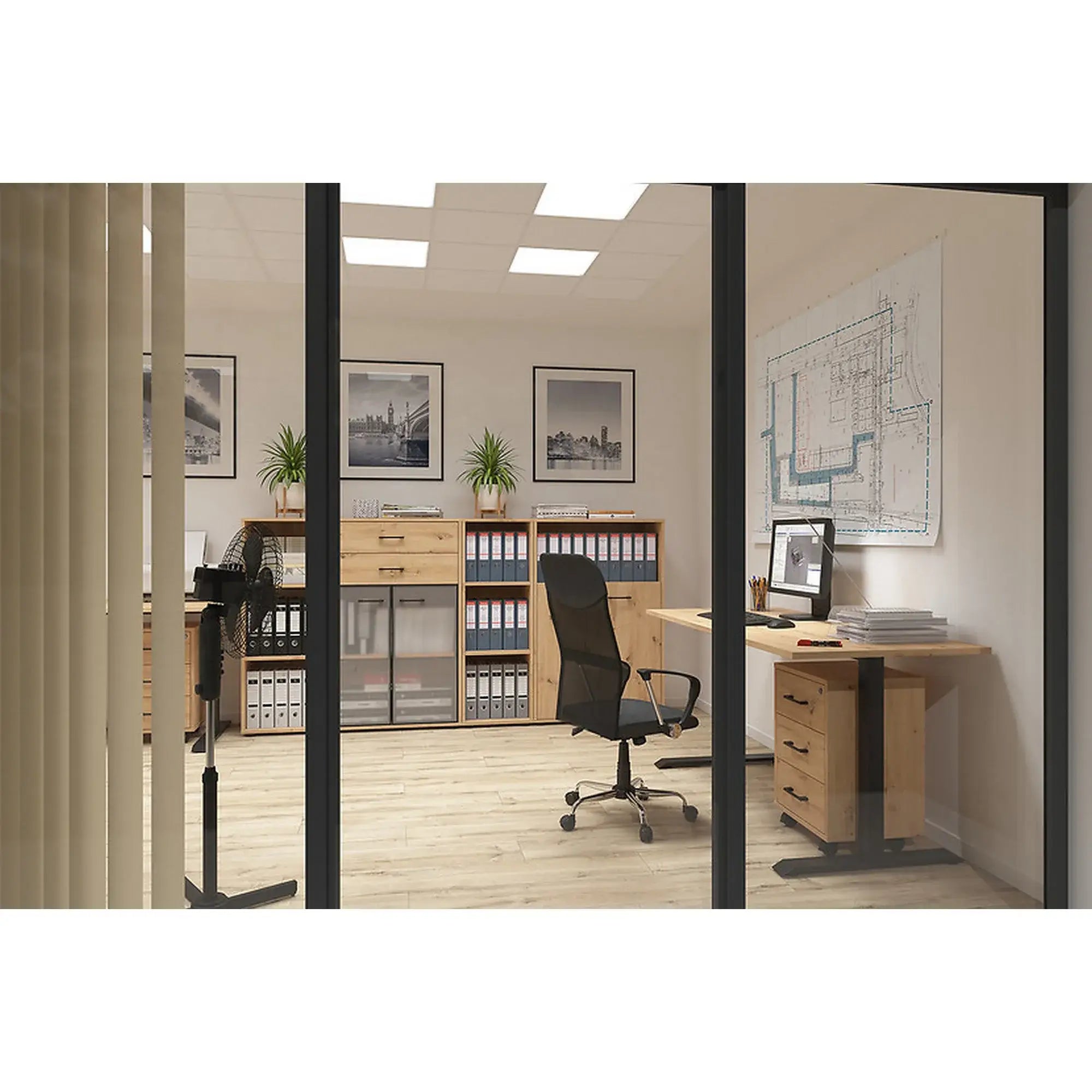 Comoda SPACE OFFICE, stejar artisan, PAL laminat, 42x37x63 cm