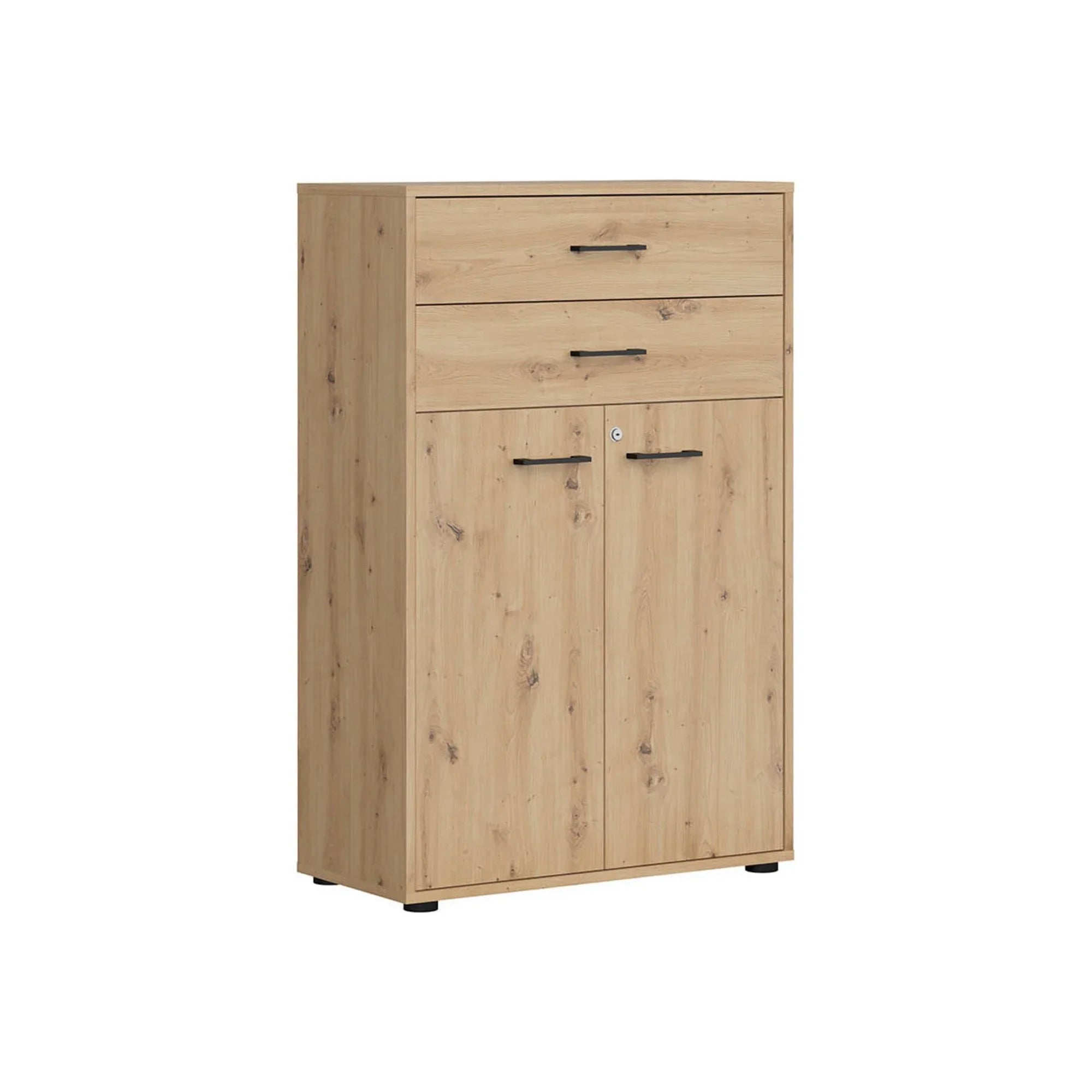 Comoda SPACE OFFICE, stejar artisan, PAL laminat, 80x37x122 cm