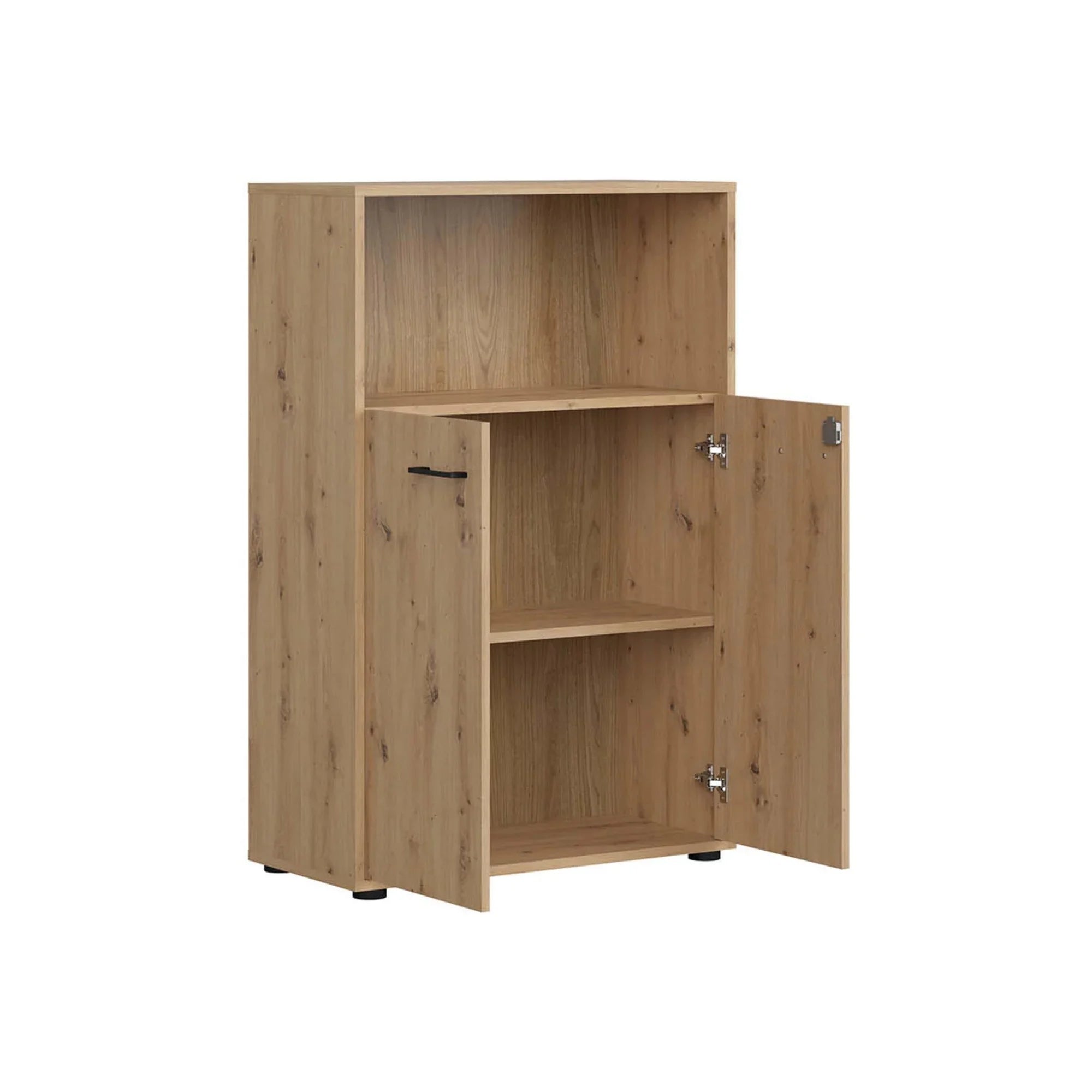 Comoda SPACE OFFICE, stejar artisan, PAL laminat, cu incuietoare, 80x37x122 cm