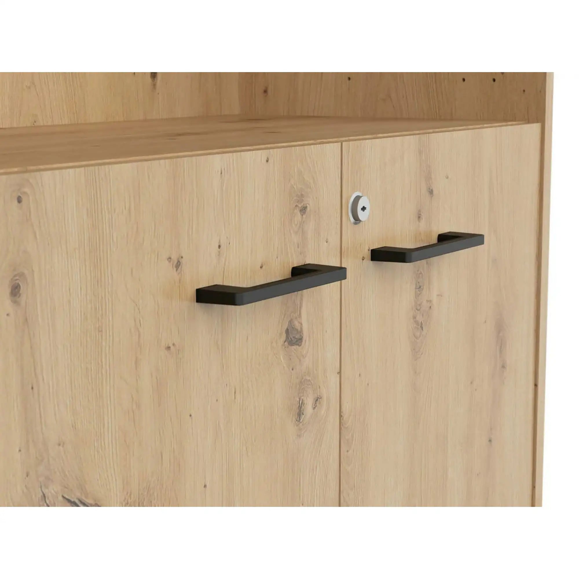 Comoda SPACE OFFICE, stejar artisan, PAL laminat, cu incuietoare, 80x37x122 cm