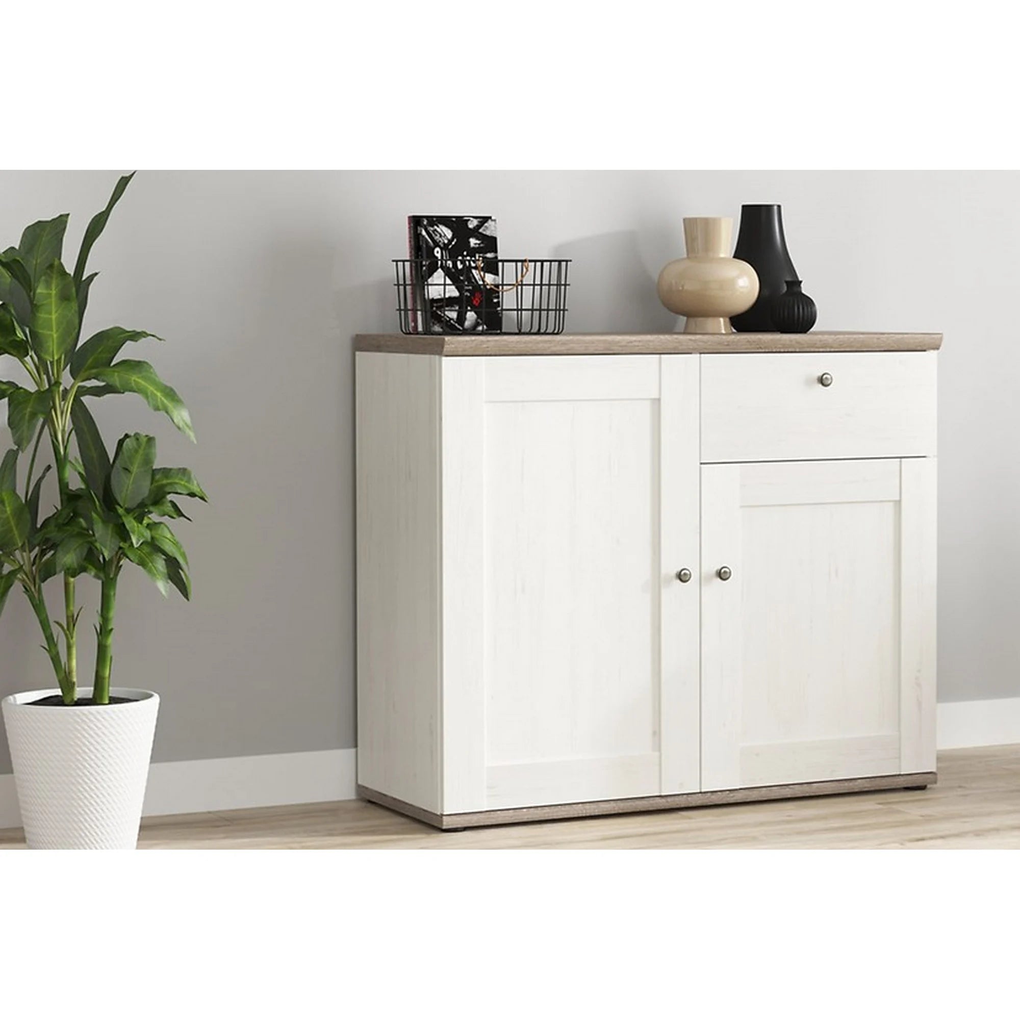 Comoda STOCKHOLM, alb andersen/stejar sonoma, PAL, 103x43x88 cm