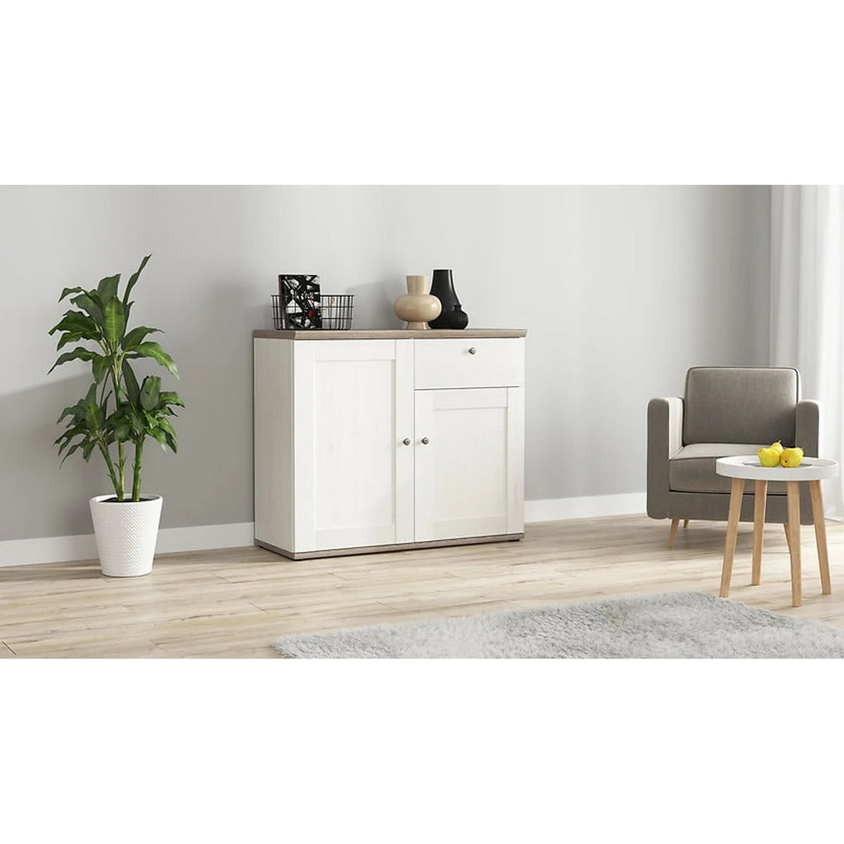 Comoda STOCKHOLM, alb andersen/stejar sonoma, PAL, 103x43x88 cm