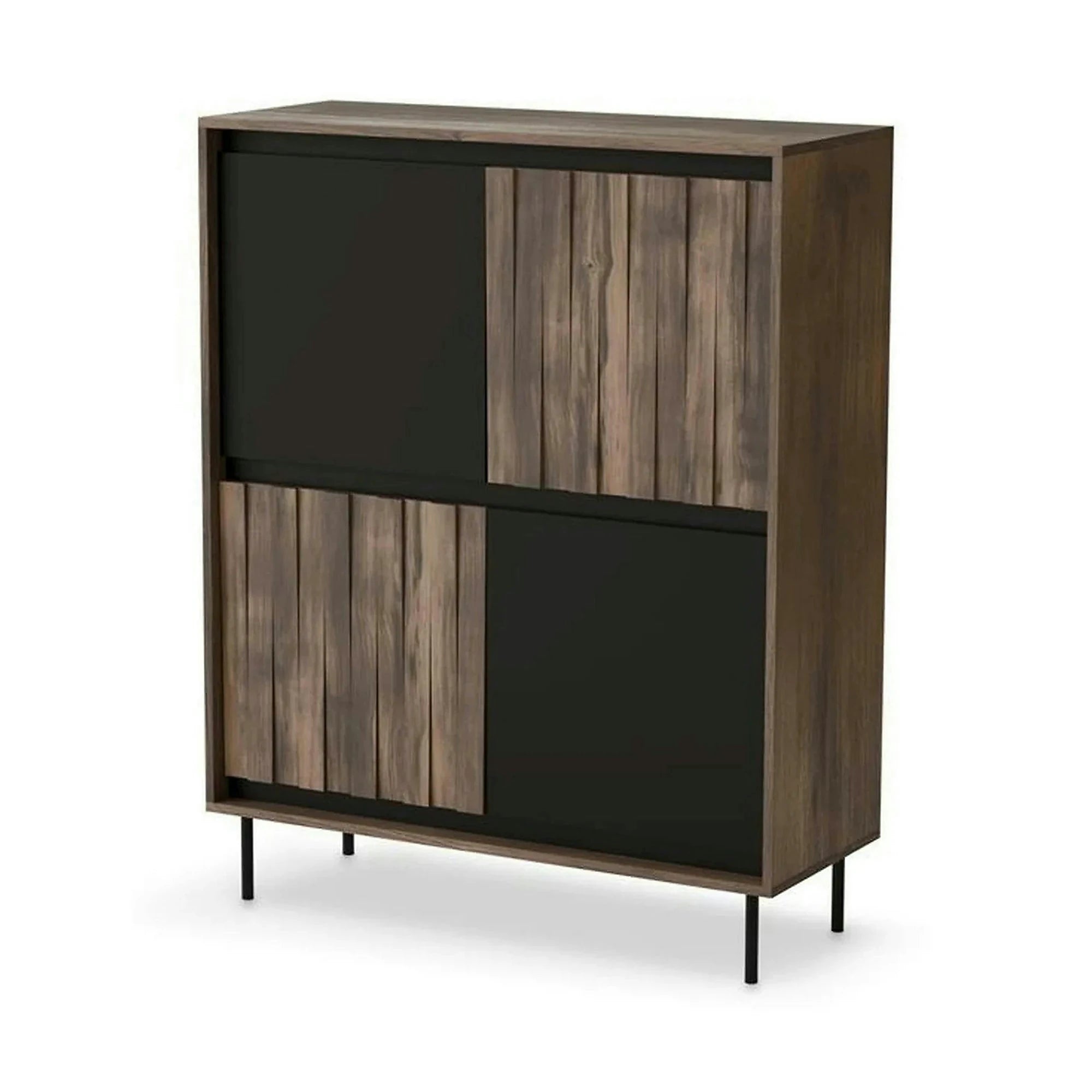 Comoda SWING KM-2, nuc/negru, PAL laminat/metal, 102x40x128 cm