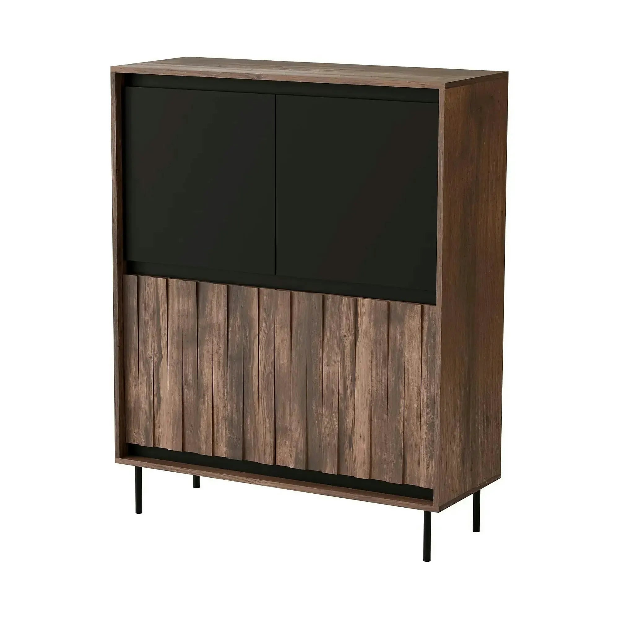Comoda SWING KM-2, nuc/negru, PAL laminat/metal, 102x40x128 cm