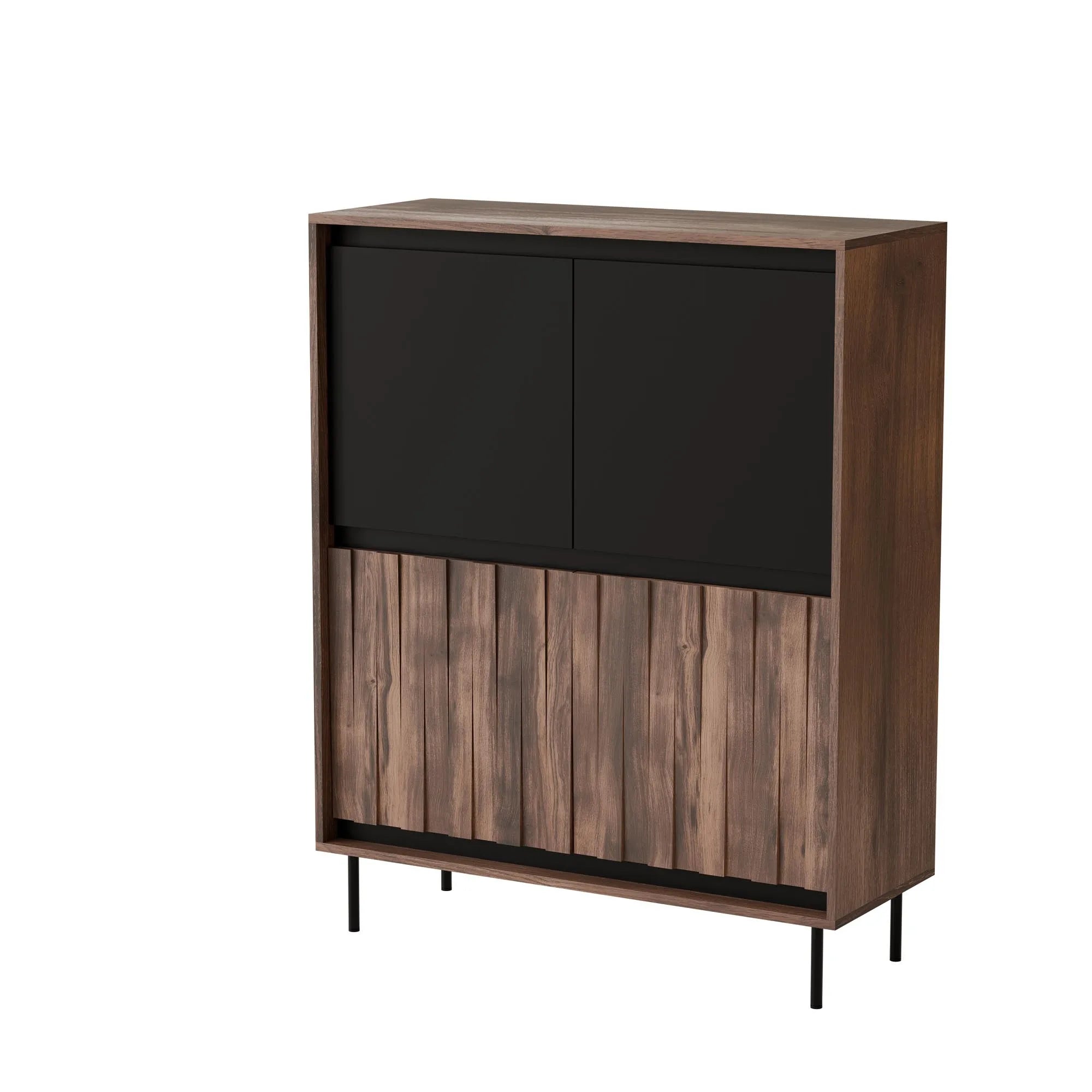 Comoda SWING KM-2, nuc/negru, PAL laminat/metal, 102x40x128 cm