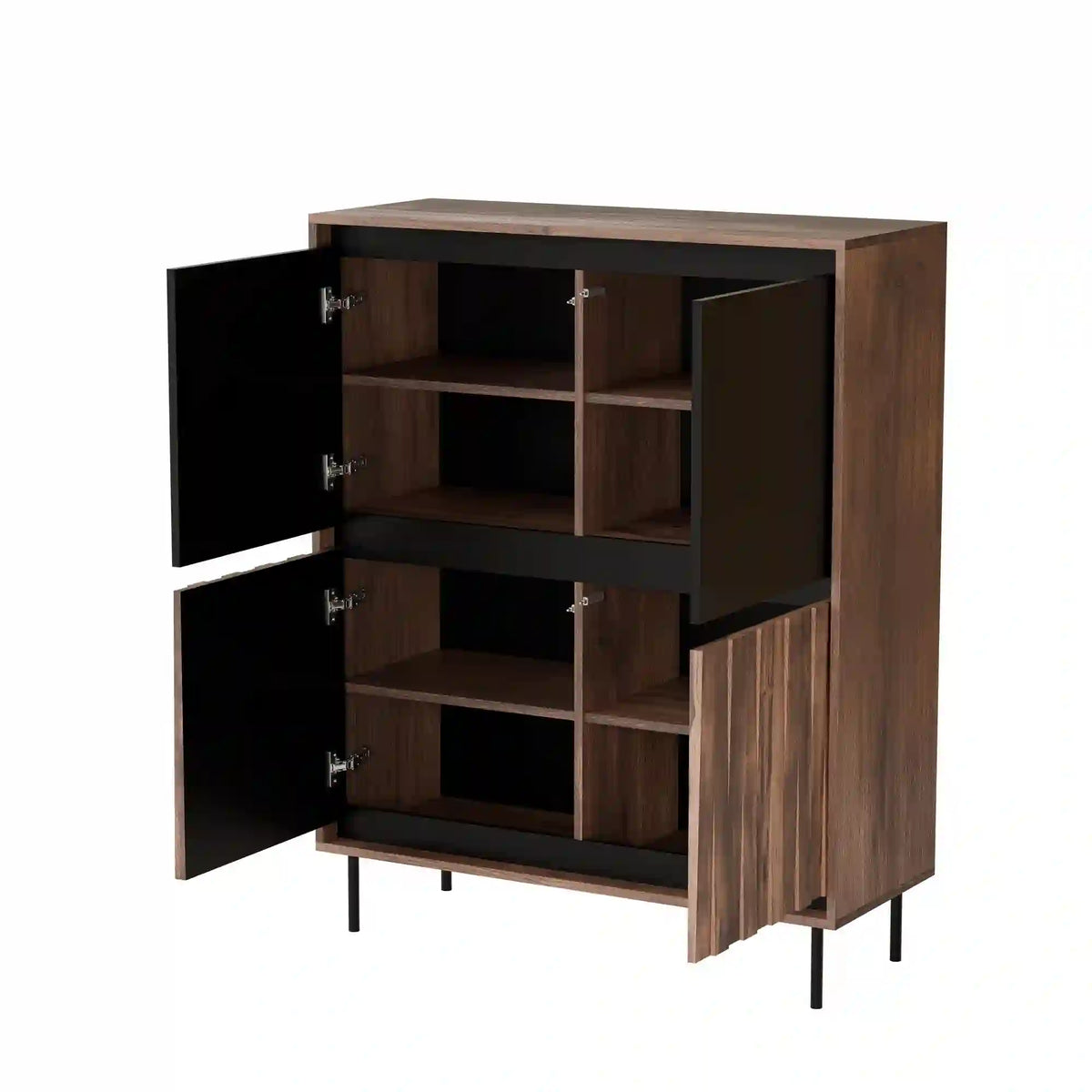Comoda SWING KM-2, nuc/negru, PAL laminat/metal, 102x40x128 cm