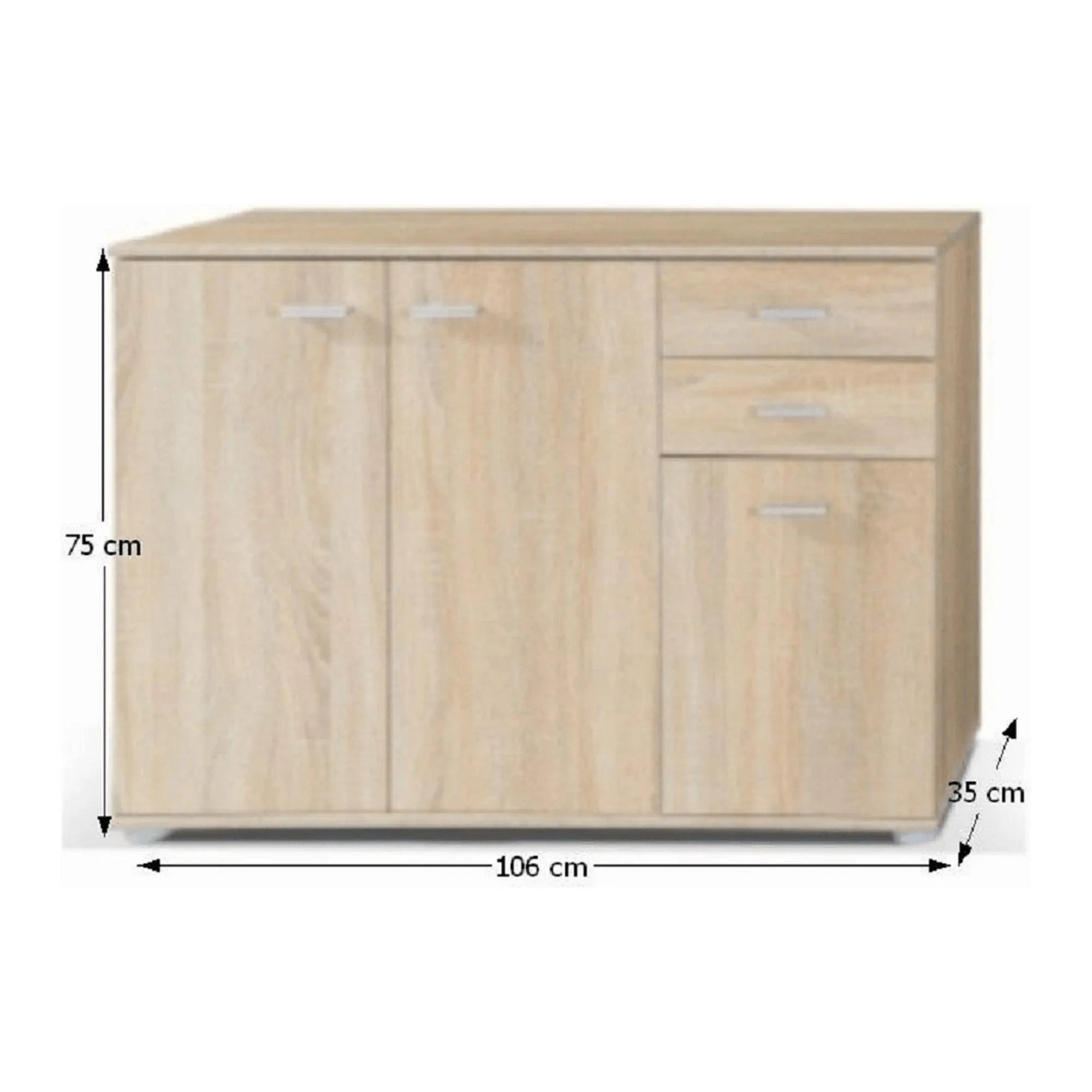 Comoda TAMPA 1-3T2S, stejar sonoma, PAL melaminat, 106x35x75 cm