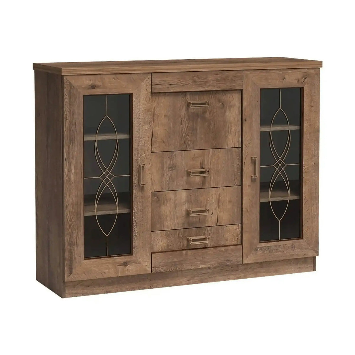 Comoda TEDY TYP T14, stejar lefkas, PAL melaminat, 140x44x109.5 cm