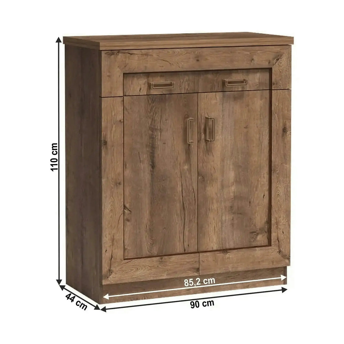 Comoda TEDY TYP T2, stejar lefkas, PAL melaminat, 90x44x110 cm