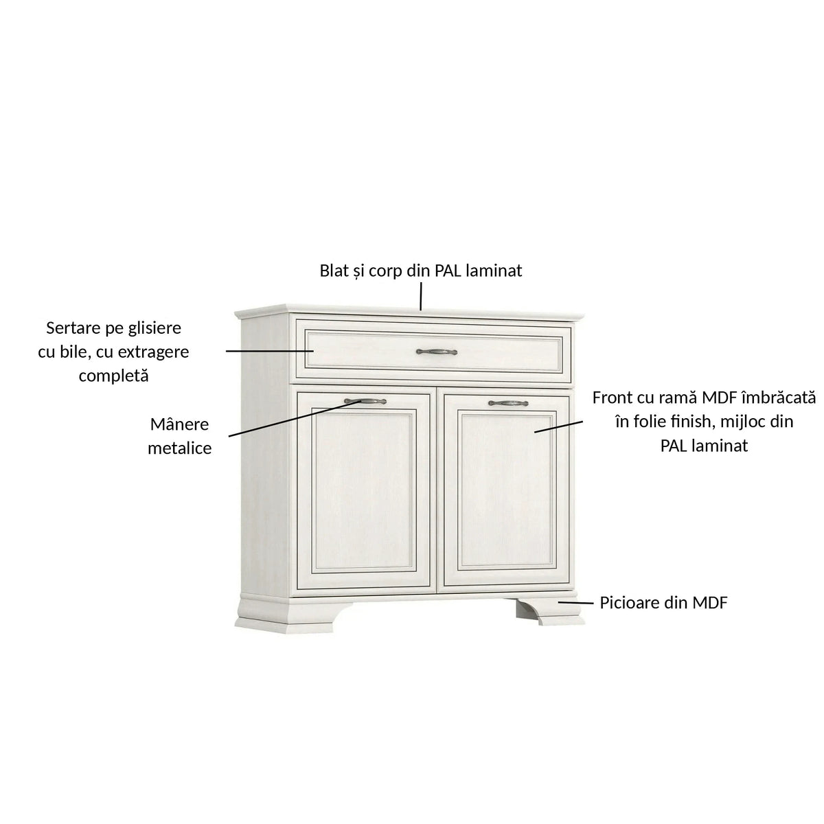 Comoda TIFFANY II, grej, PAL laminat, 94x37x90 cm