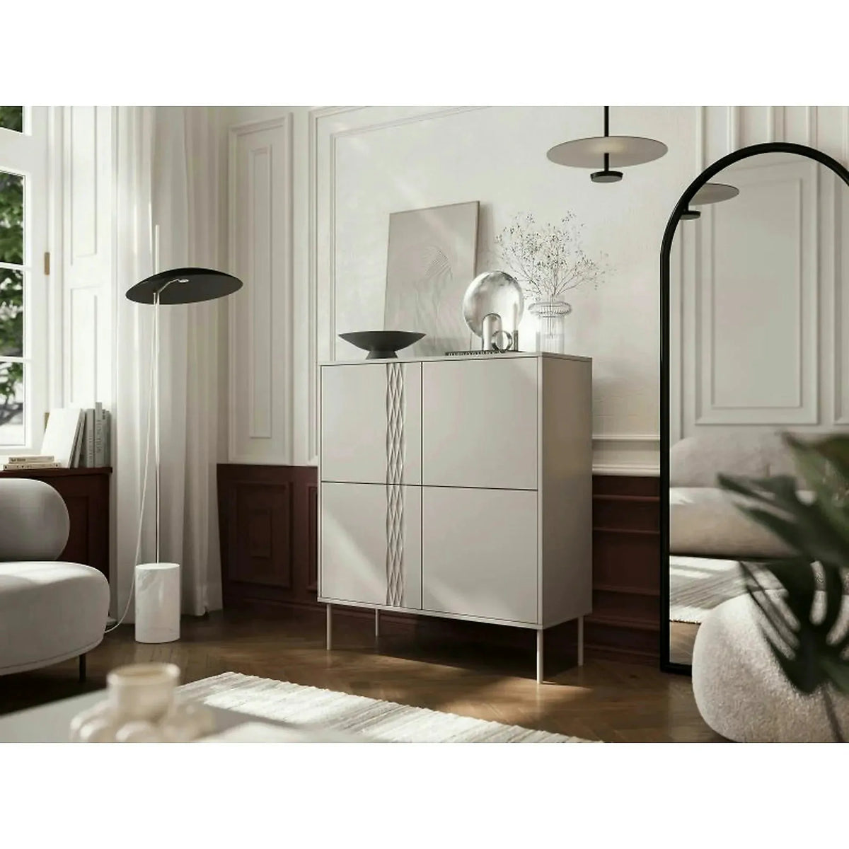 Comoda TRESSE, bej, PAL laminat, 100x40x110 cm