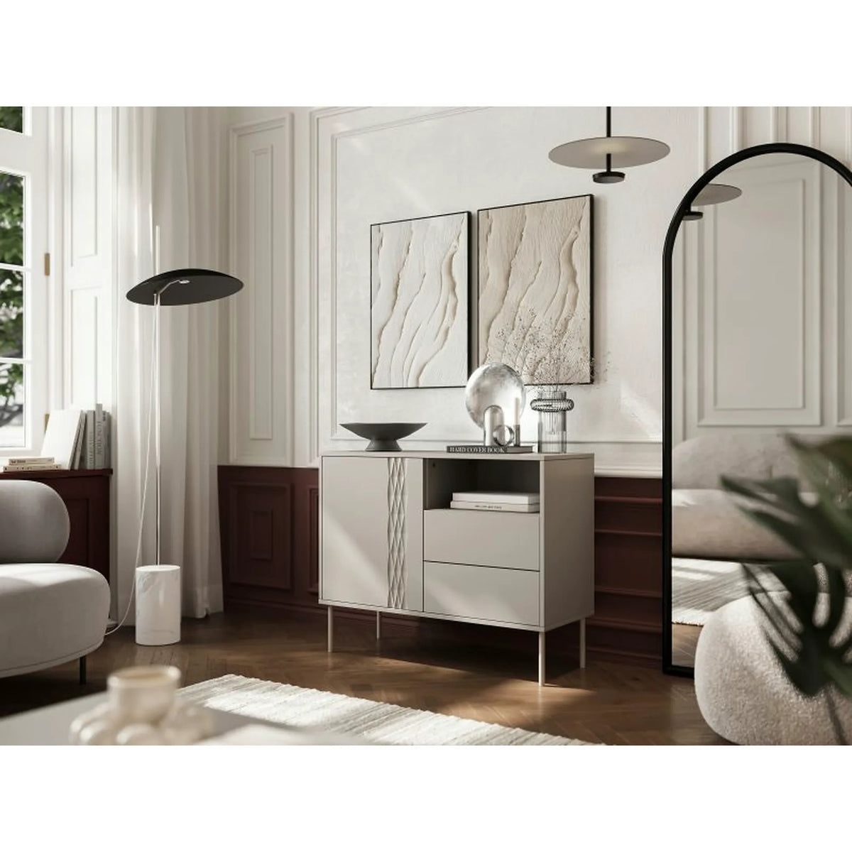 Comoda TRESSE, bej, PAL laminat, 100x40x75 cm