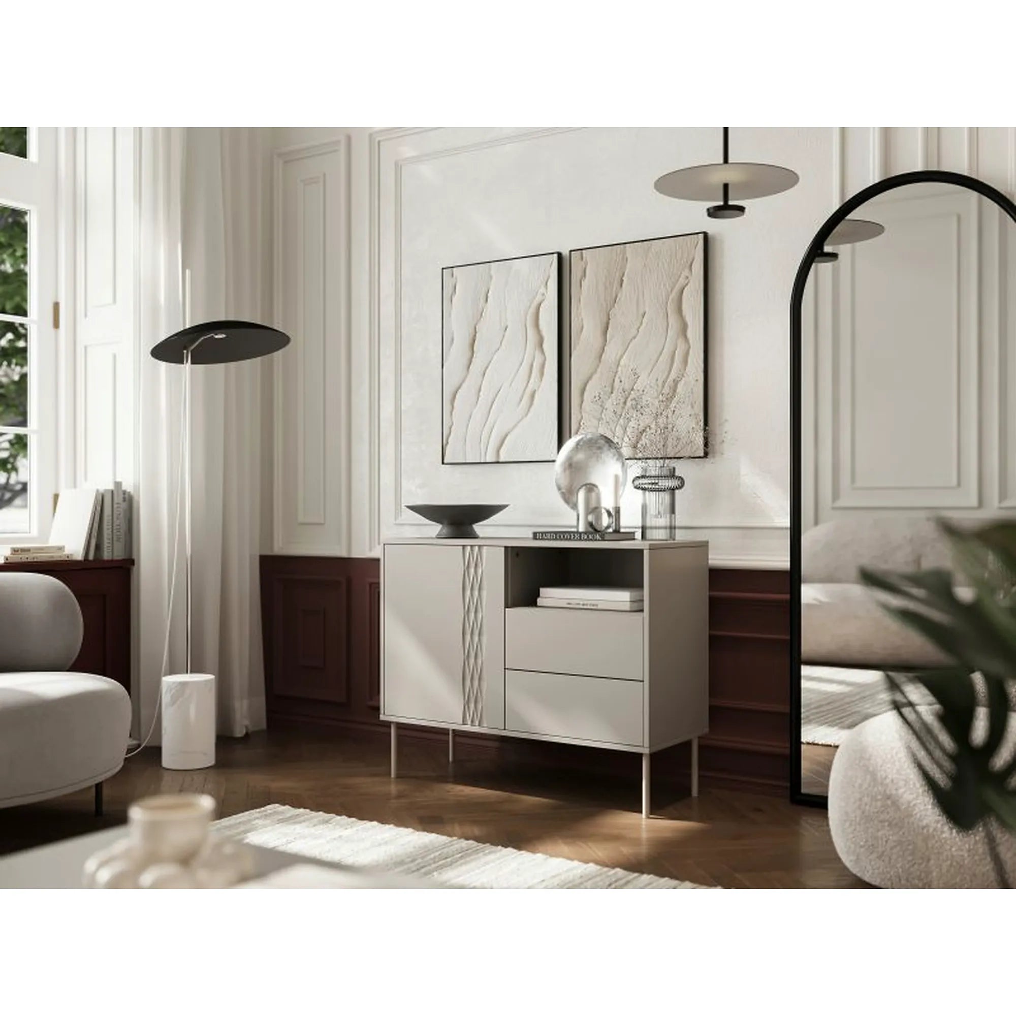 Comoda TRESSE, bej, PAL laminat, 100x40x75 cm