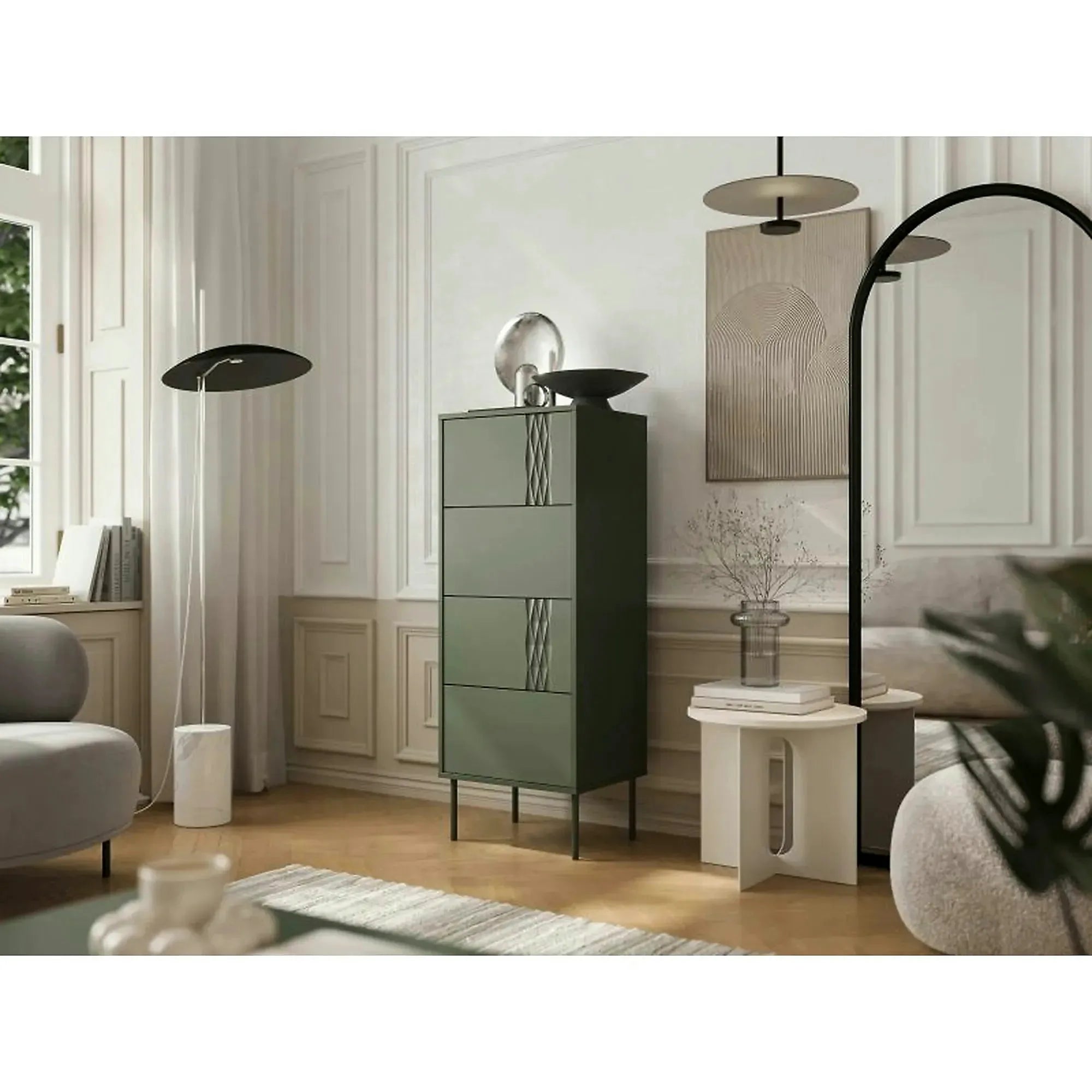 Comoda TRESSE, verde, PAL laminat, 50x40x125 cm