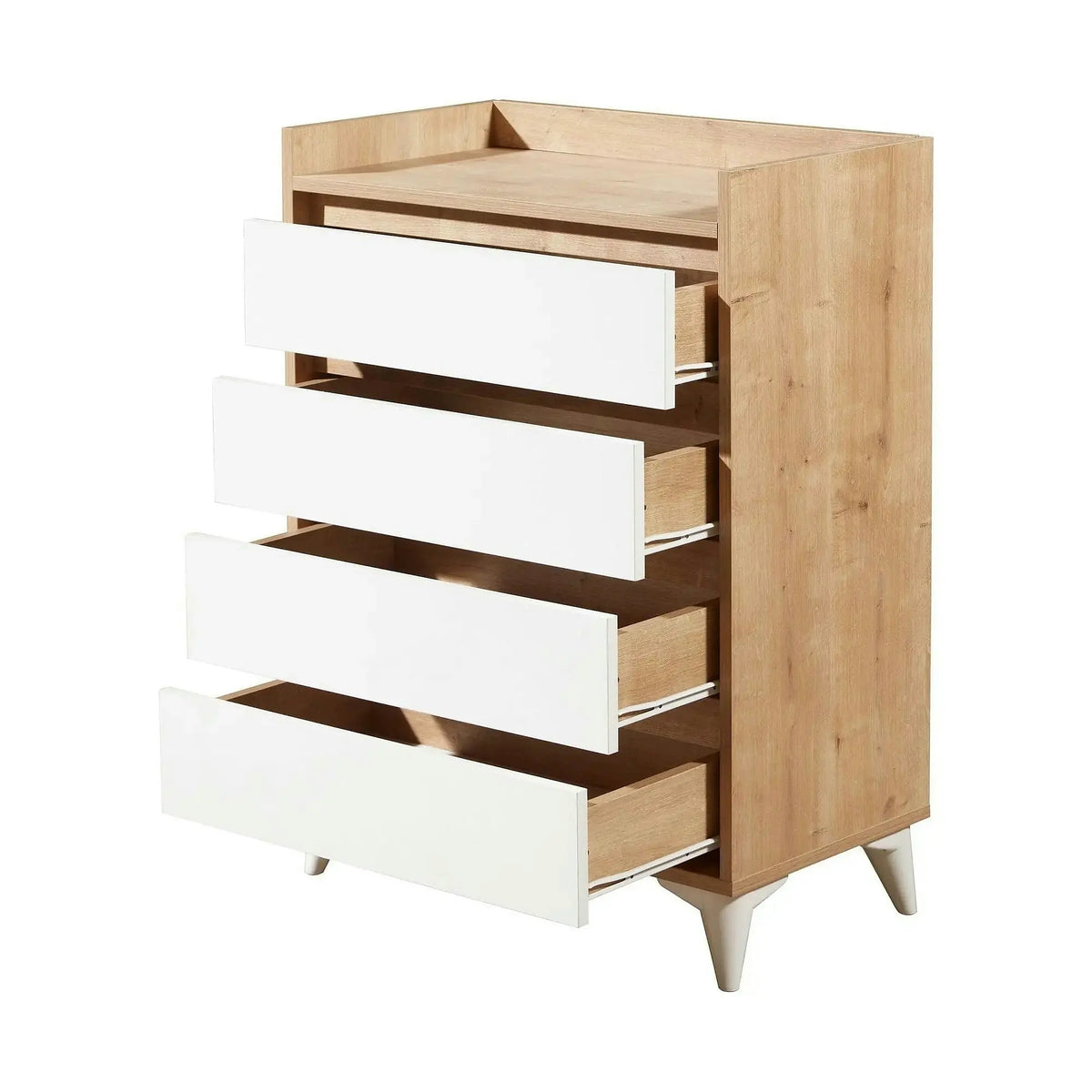 Comoda TUVALLE 040, alb/stejar, PAL melaminat, 70x40x92 cm